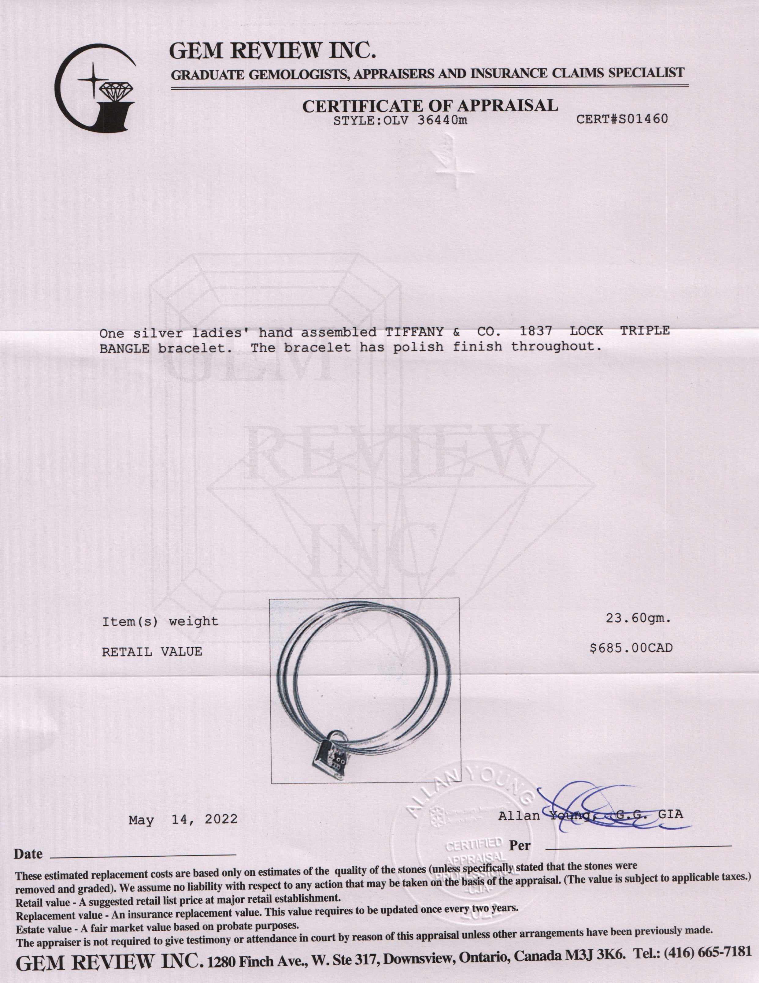 Tiffany & Co. 1837 Lock Triple Bangle Bracelet