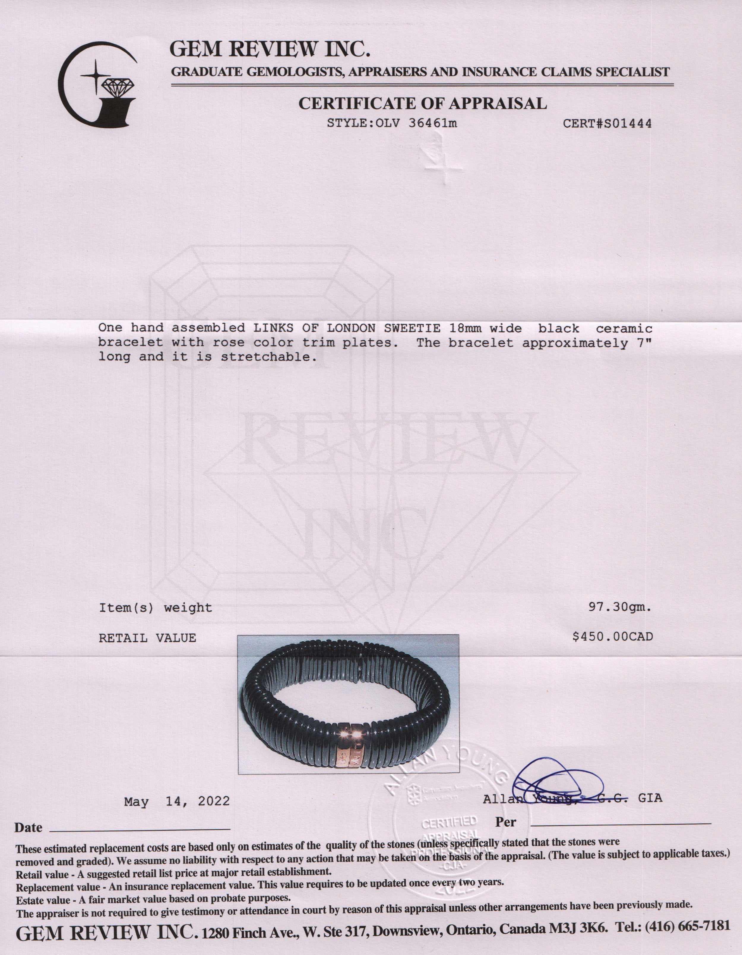 Links of London Black Ceramic Sweetie Bracelet
