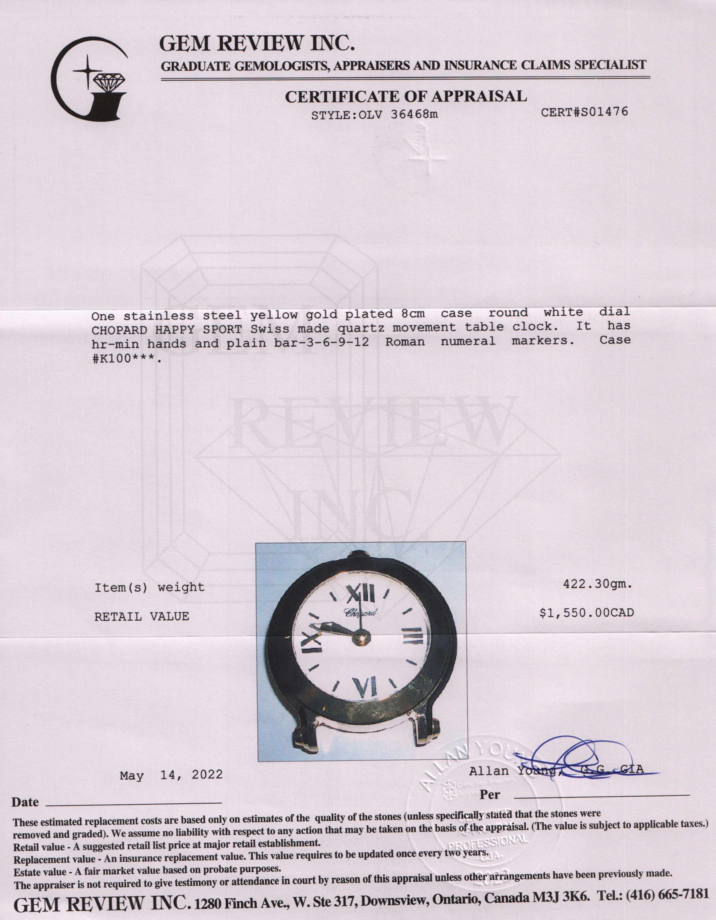 Chopard Happy Sport Table Clock