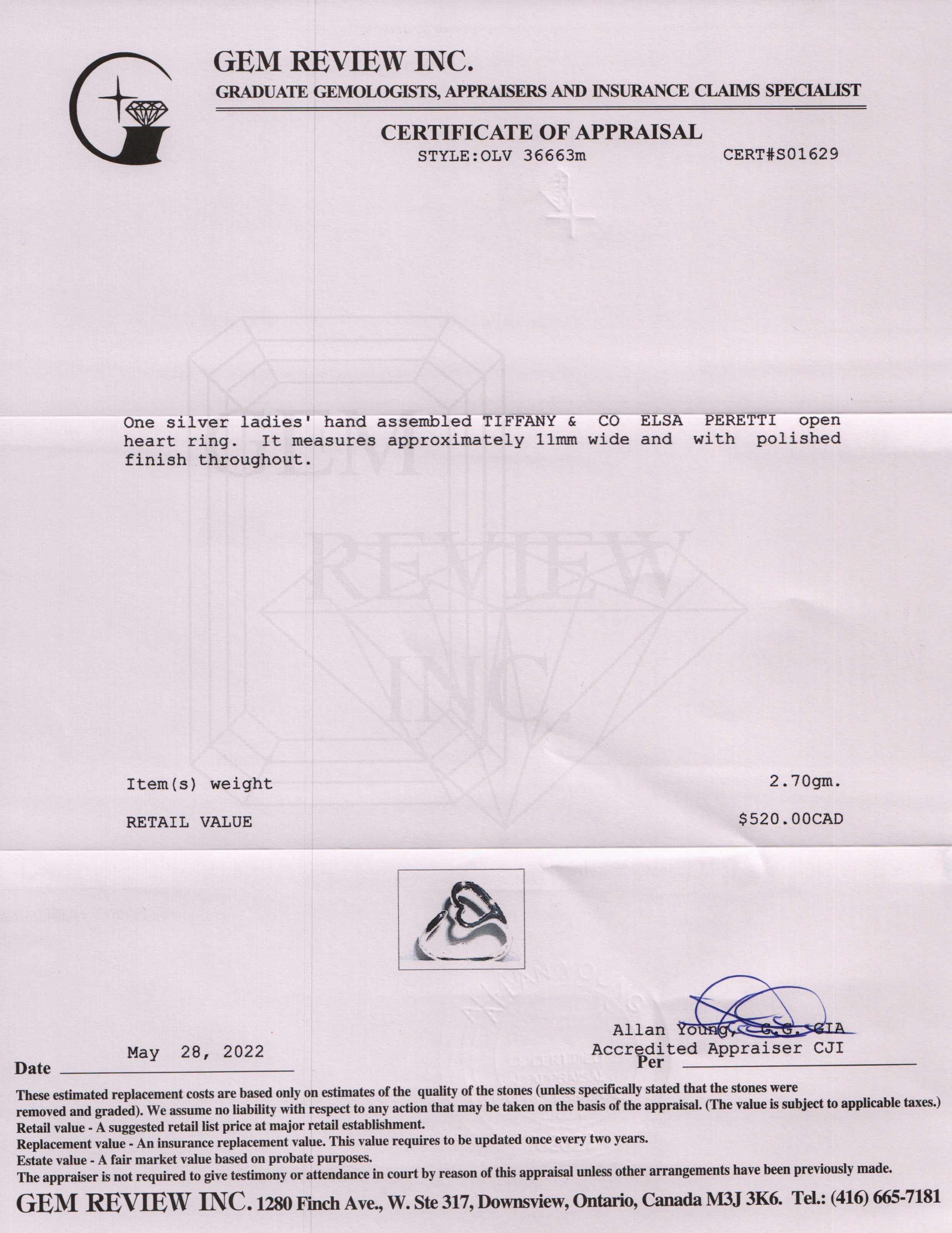 Tiffany & Co. Elsa Peretti Open Heart Ring