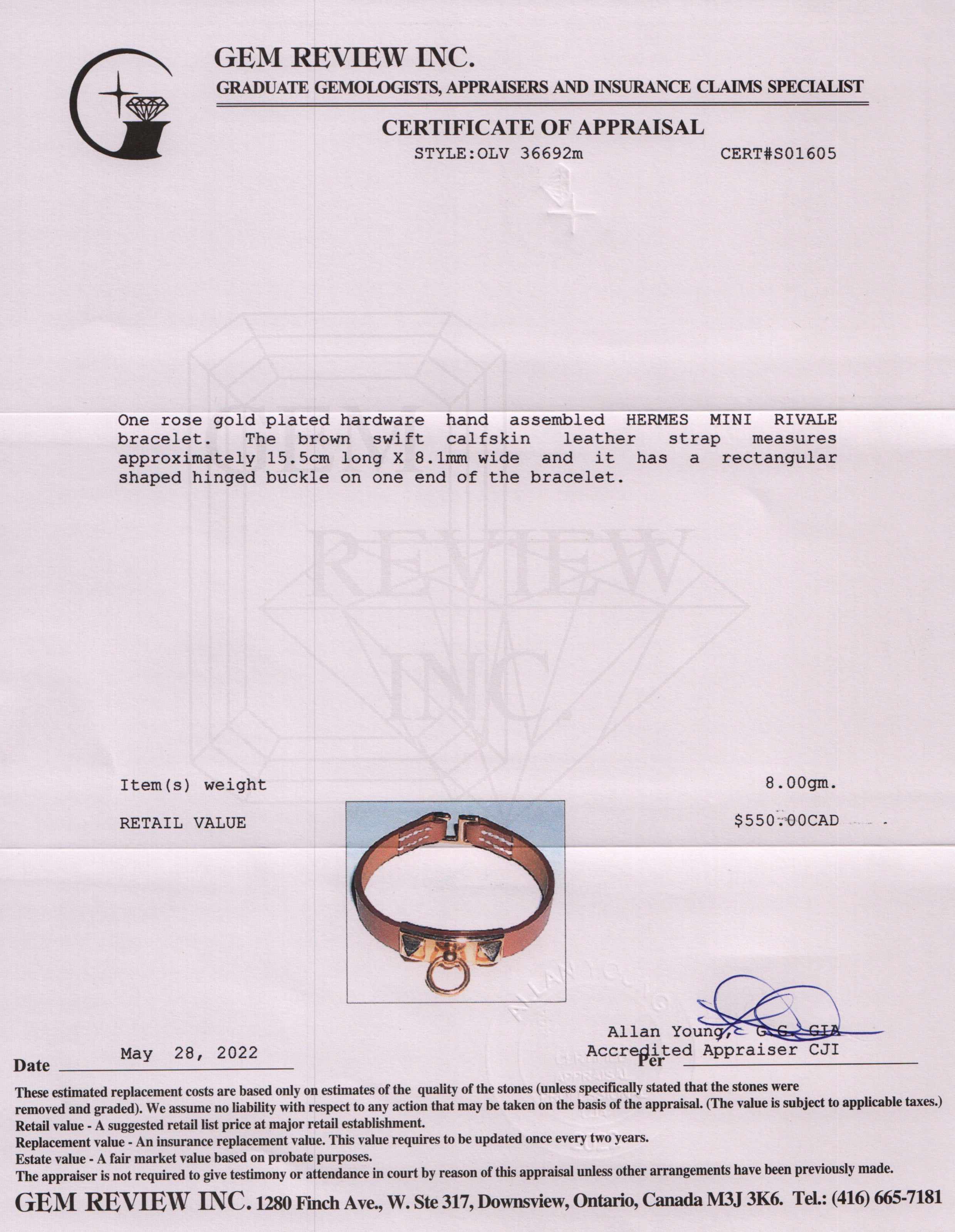 Hermes Rivale Mini Bracelet w/ Box