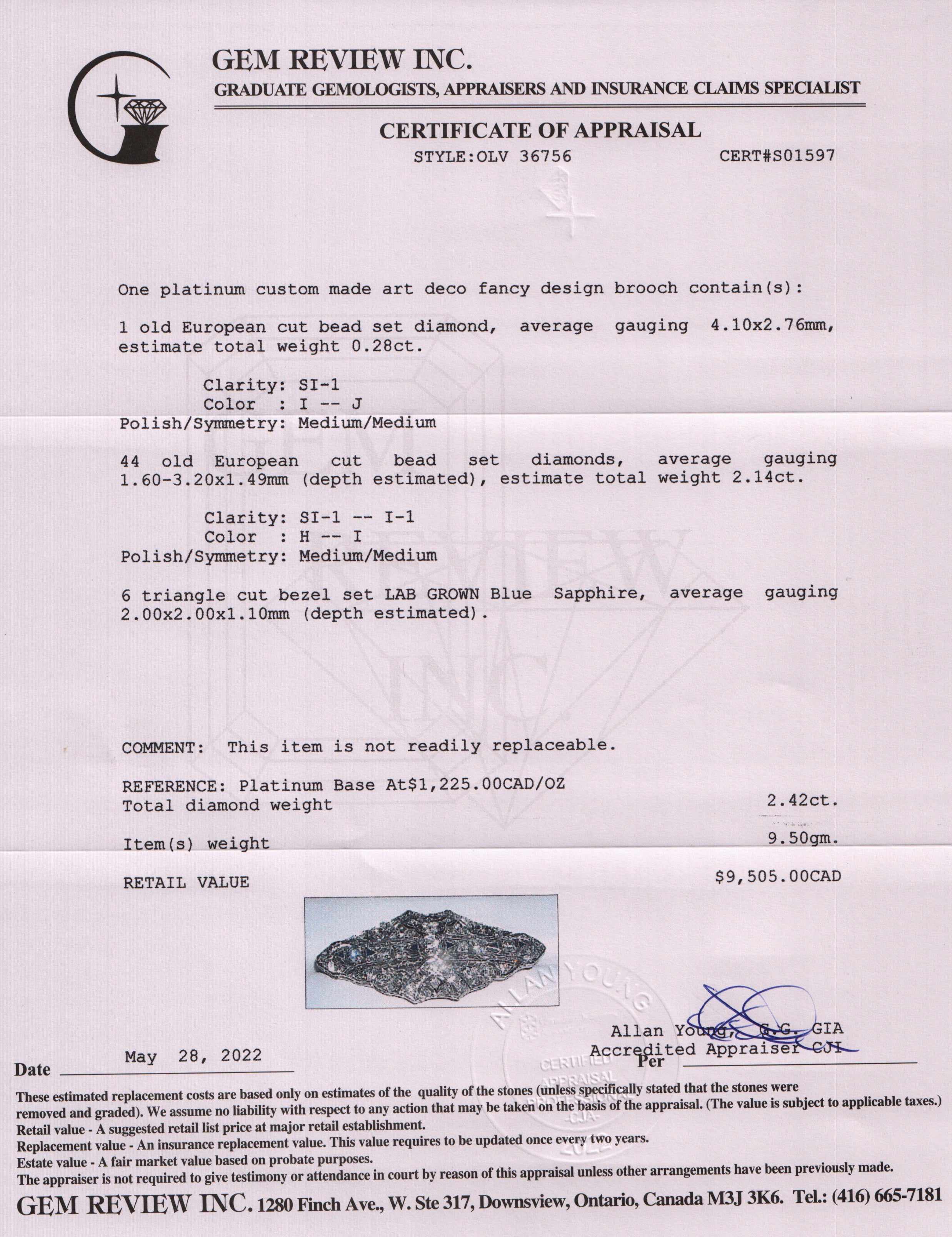 Antique Art Deco Platinum Diamond Brooch