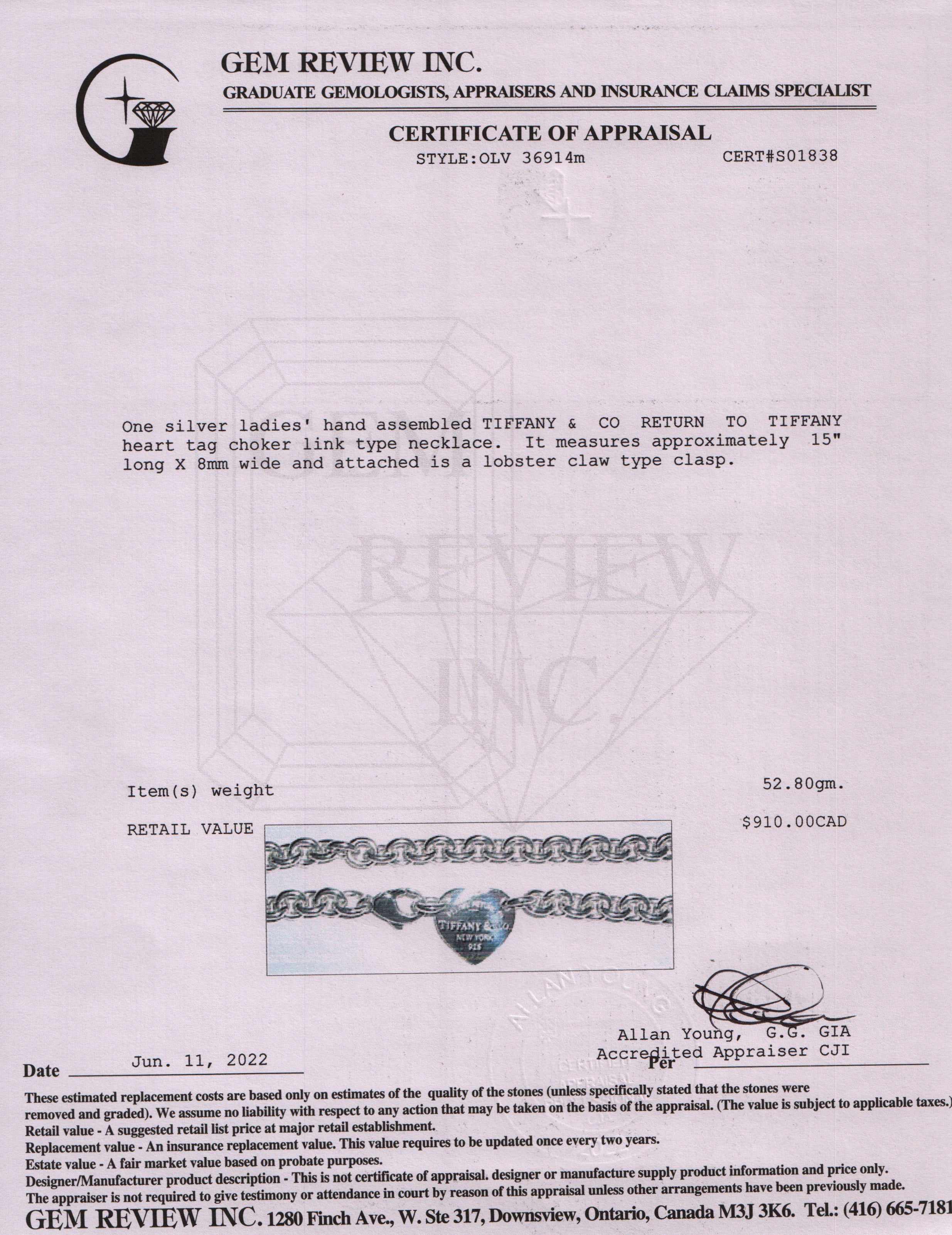 Tiffany & Co. Return to Tiffany Heart Tag Choker