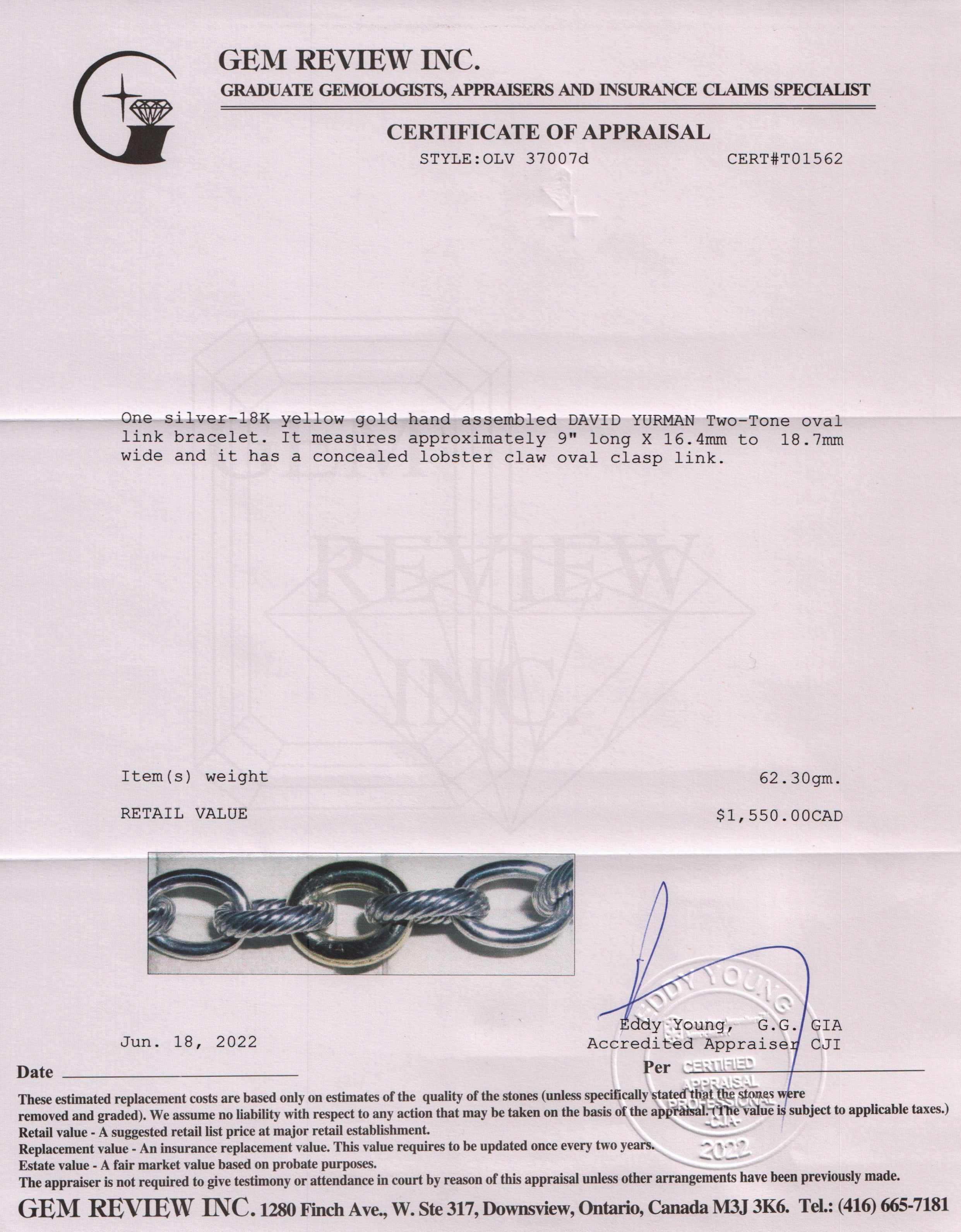 David Yurman Two-Tone Extra Large Oval Link Bracelet w/ Box