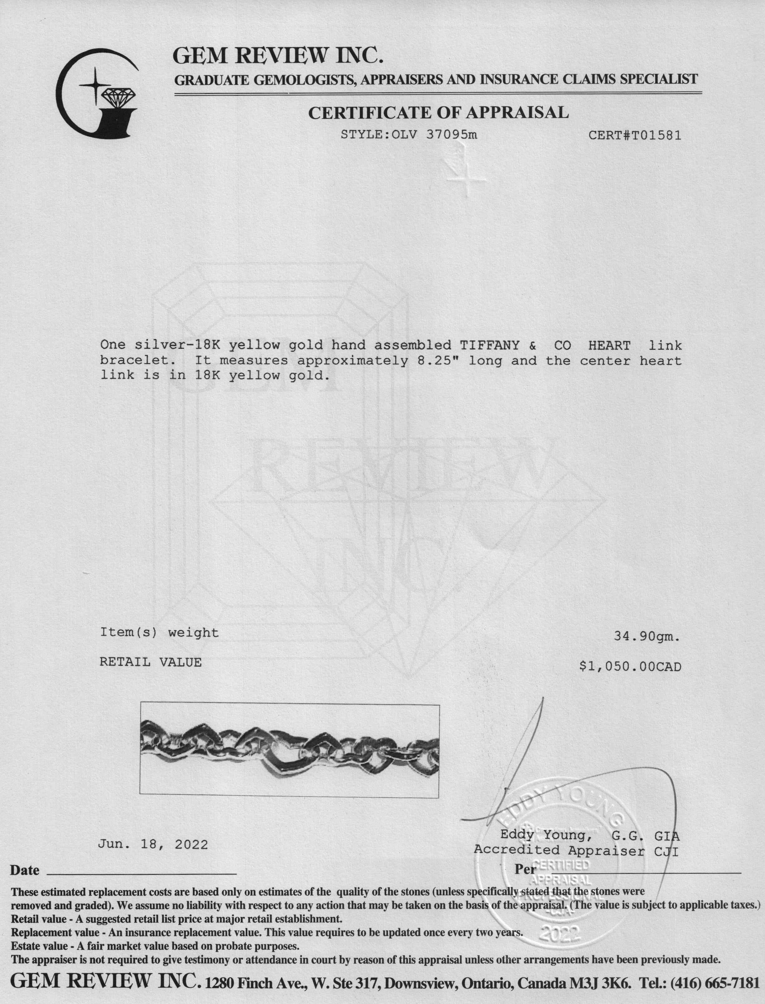 Tiffany & Co. Two-Tone Heart Link Bracelet