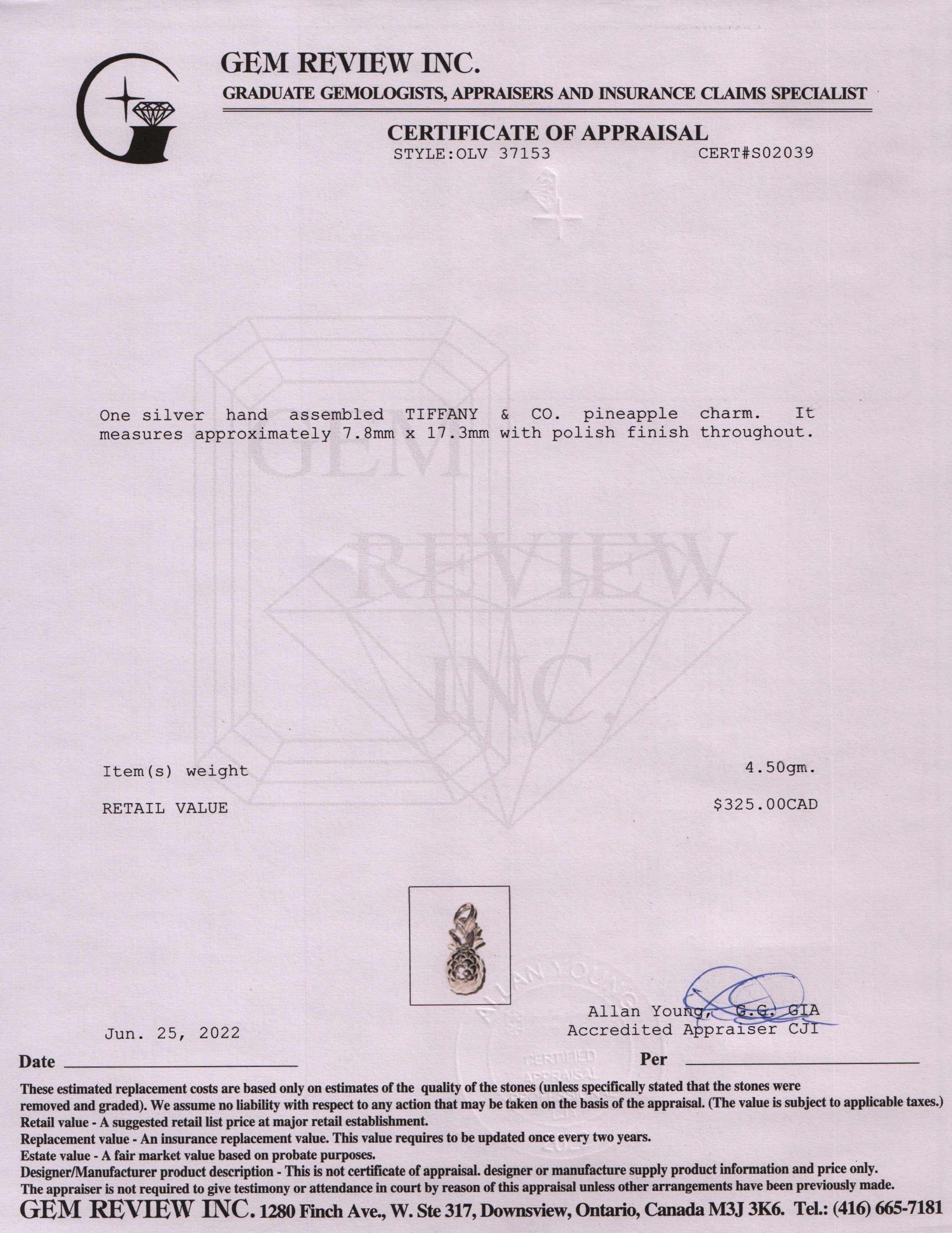Tiffany & Co. Pineapple Charm