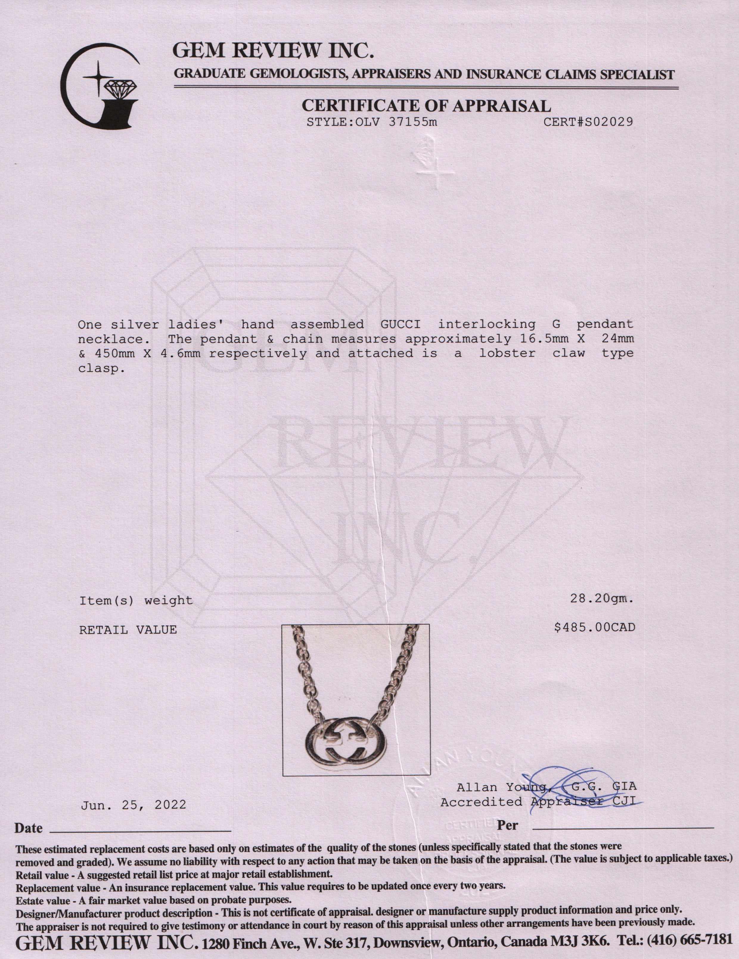 Gucci Interlocking G Pendant Necklace