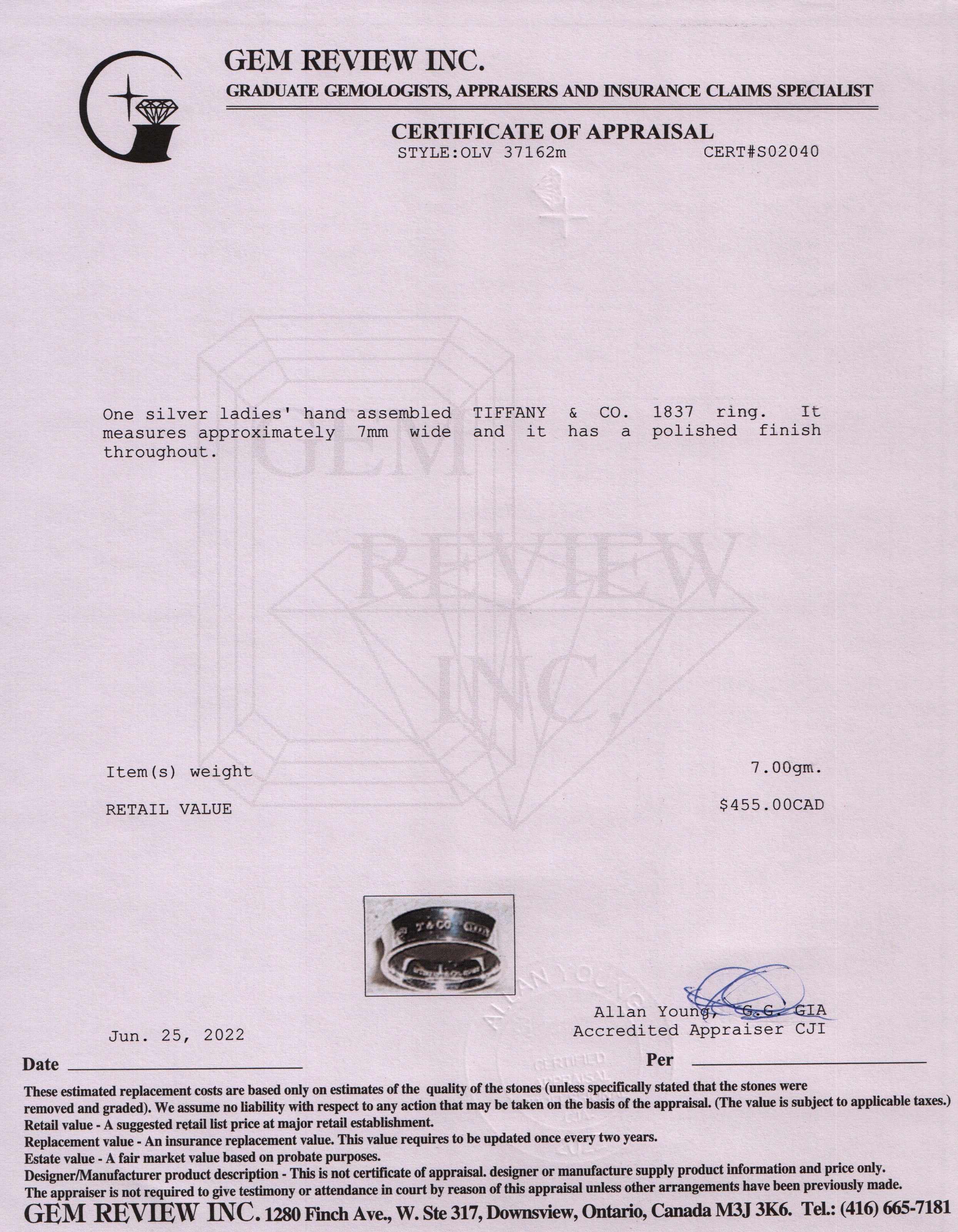 Tiffany & Co. 1837 Ring