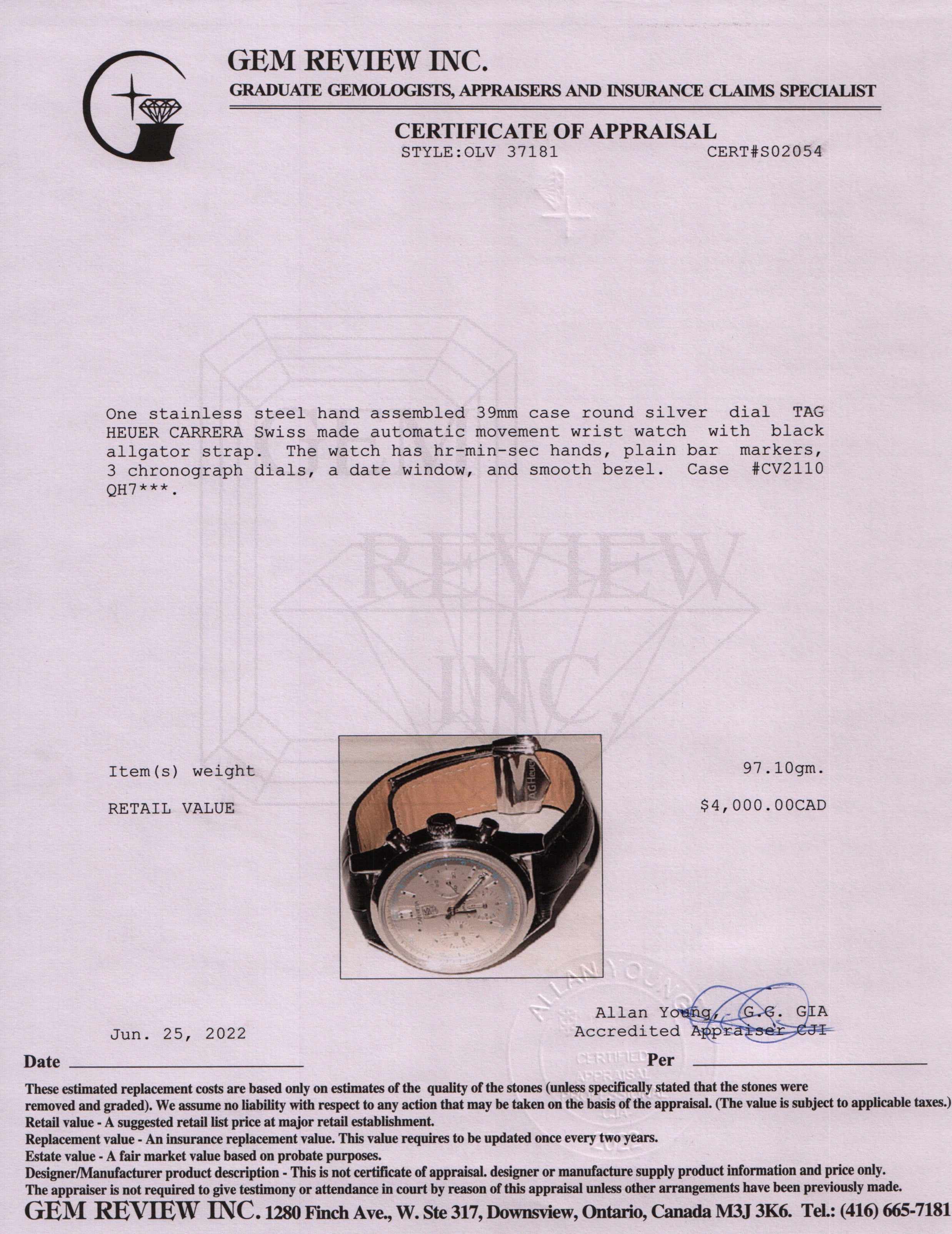 Tag Heuer Carrera Chronograph Watch