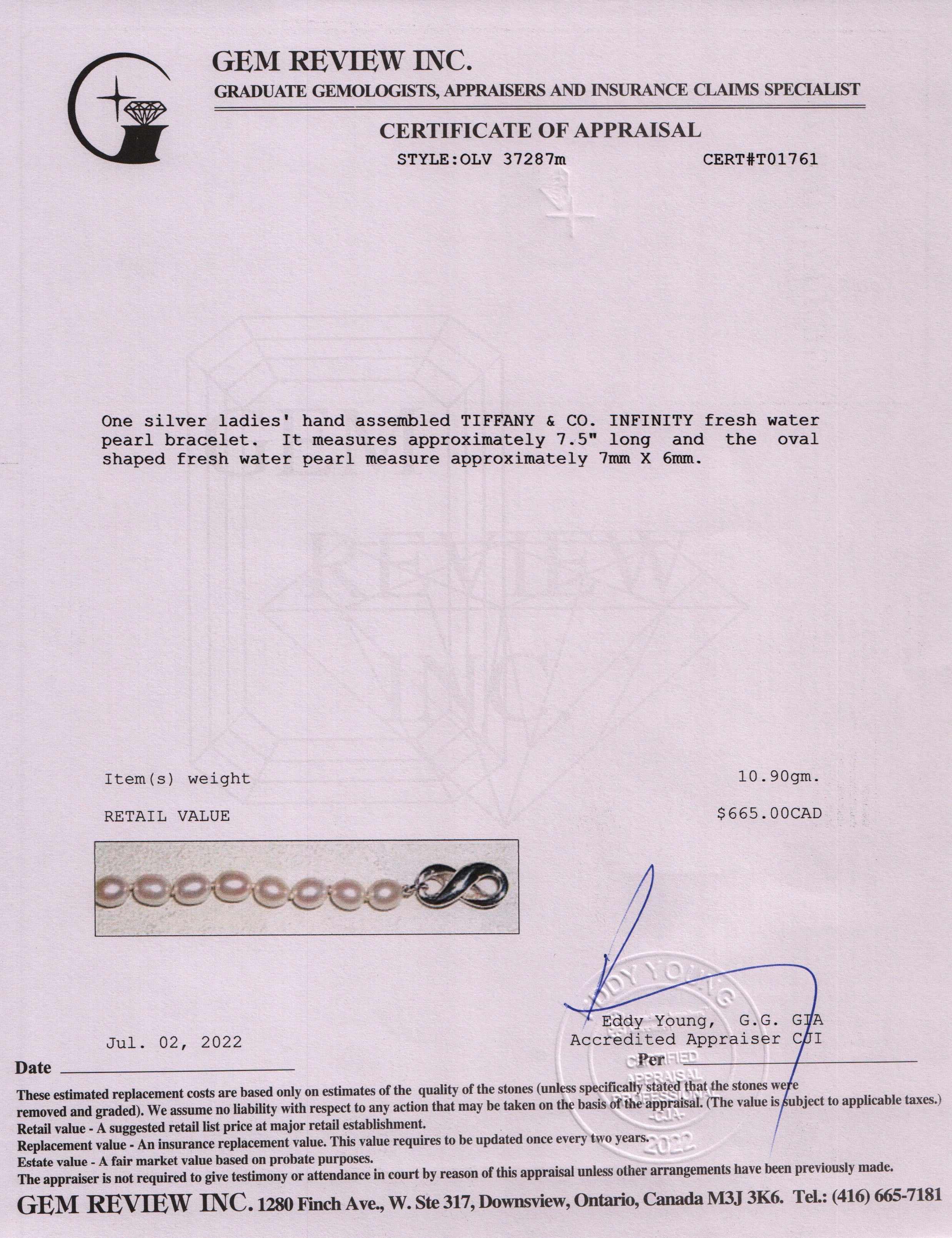 Tiffany & Co. Infinity Pearl Bracelet