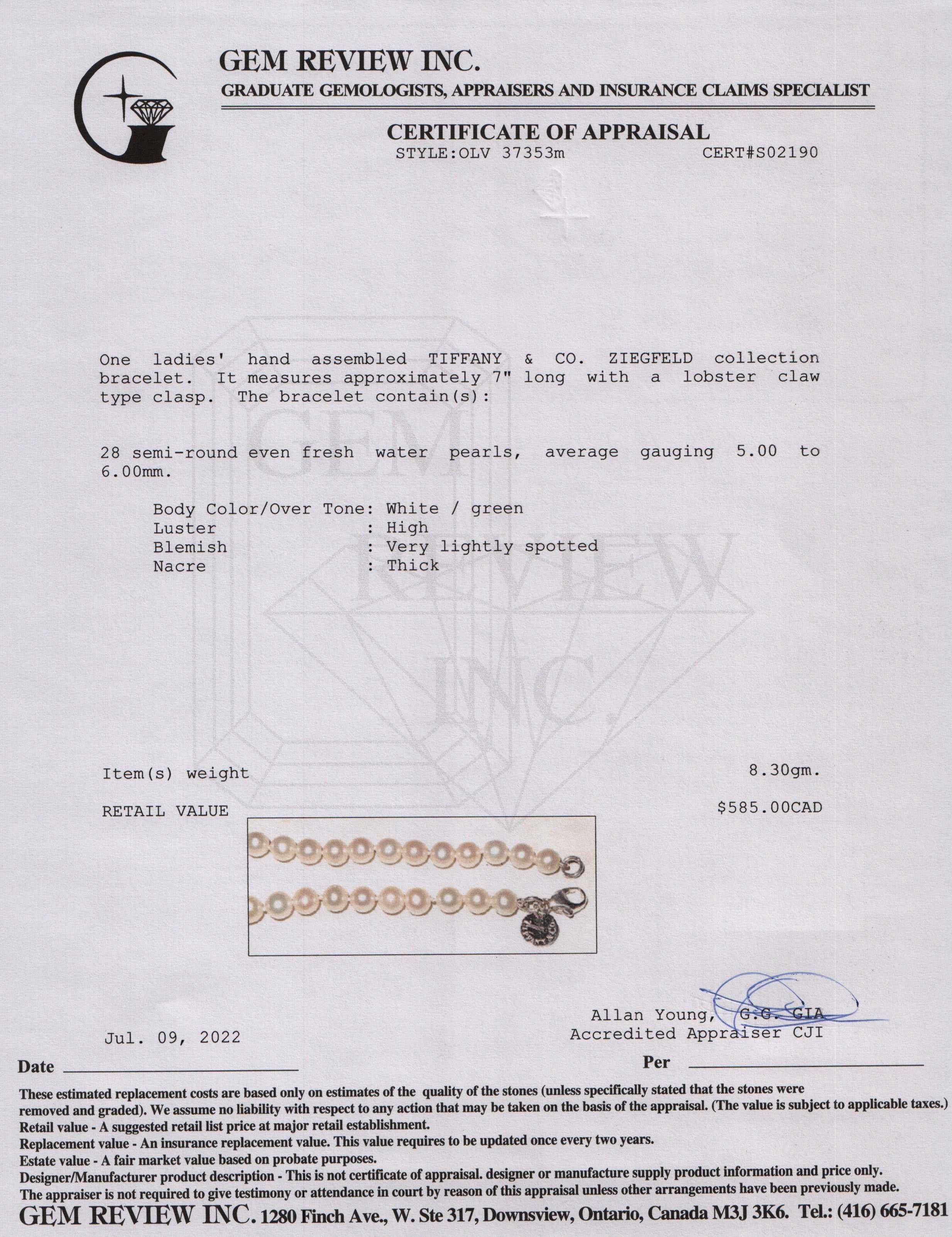 Tiffany & Co. Ziegfeld Collection Pearl Bracelet