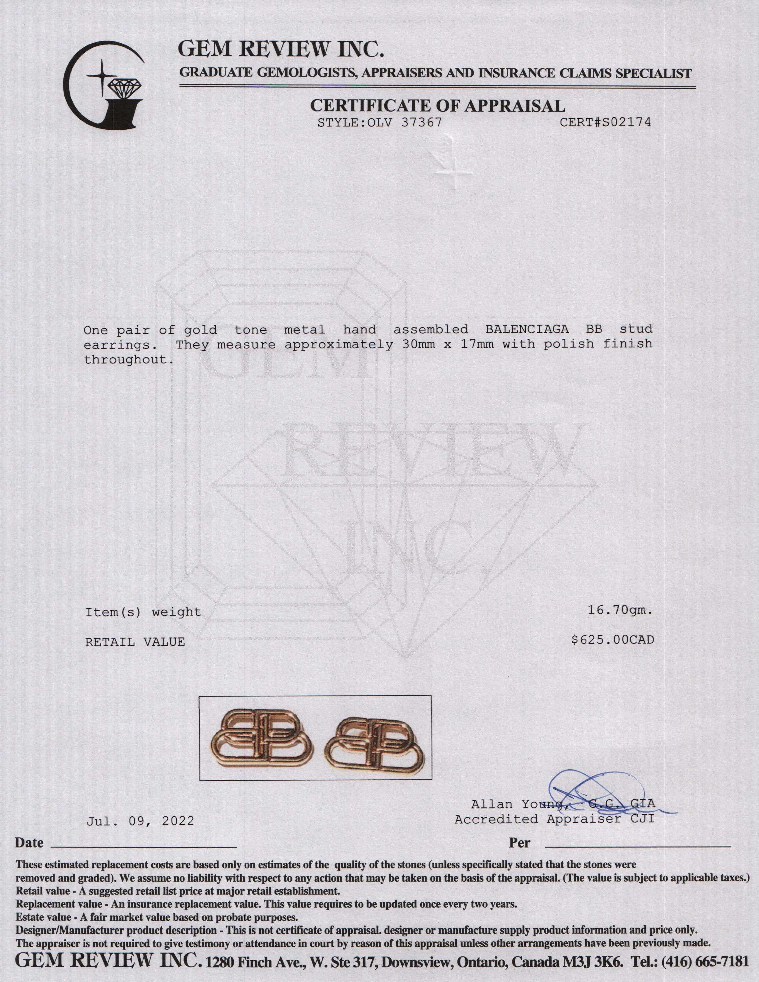 Balenciaga BB Stud Earrings w/ Box