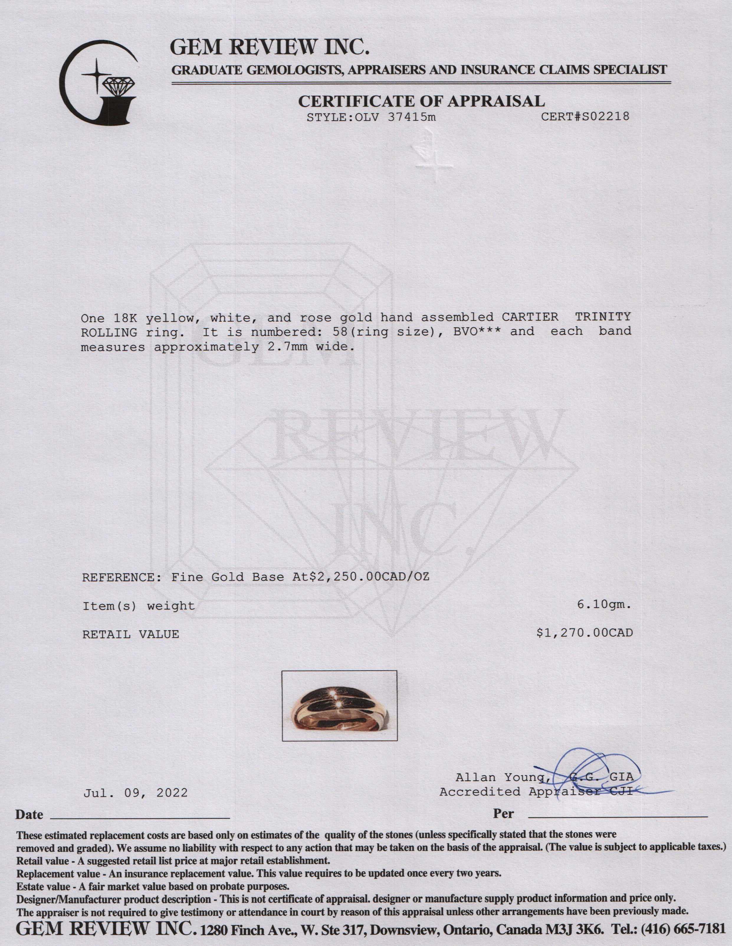 Cartier Trinity Rolling Ring, Small Model