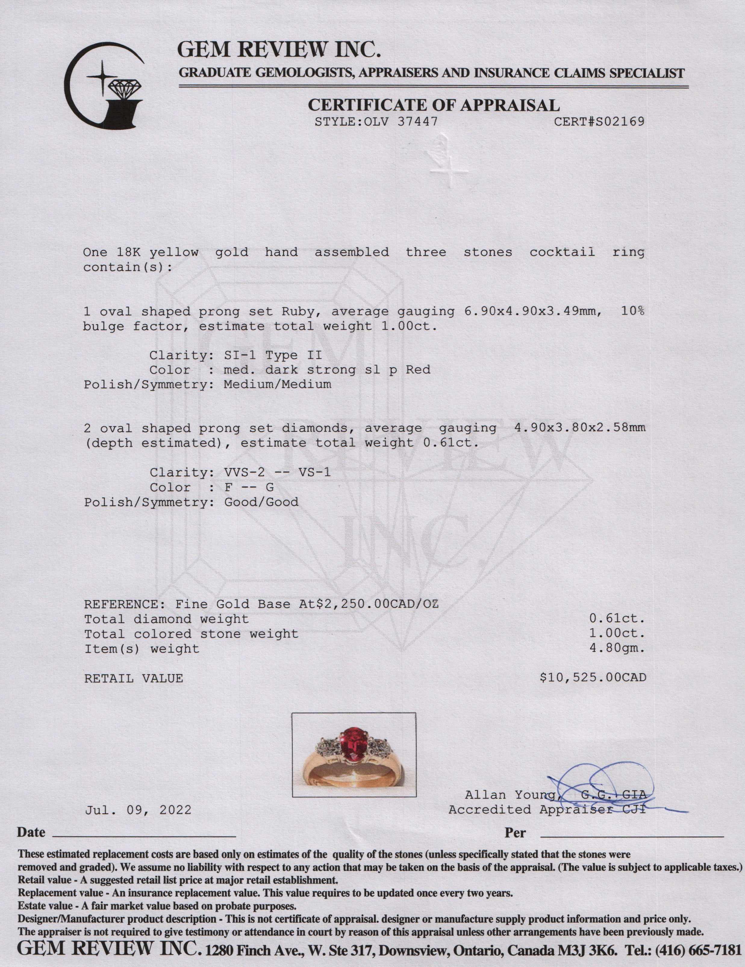 Ruby & Diamond Three Stone Cocktail Ring