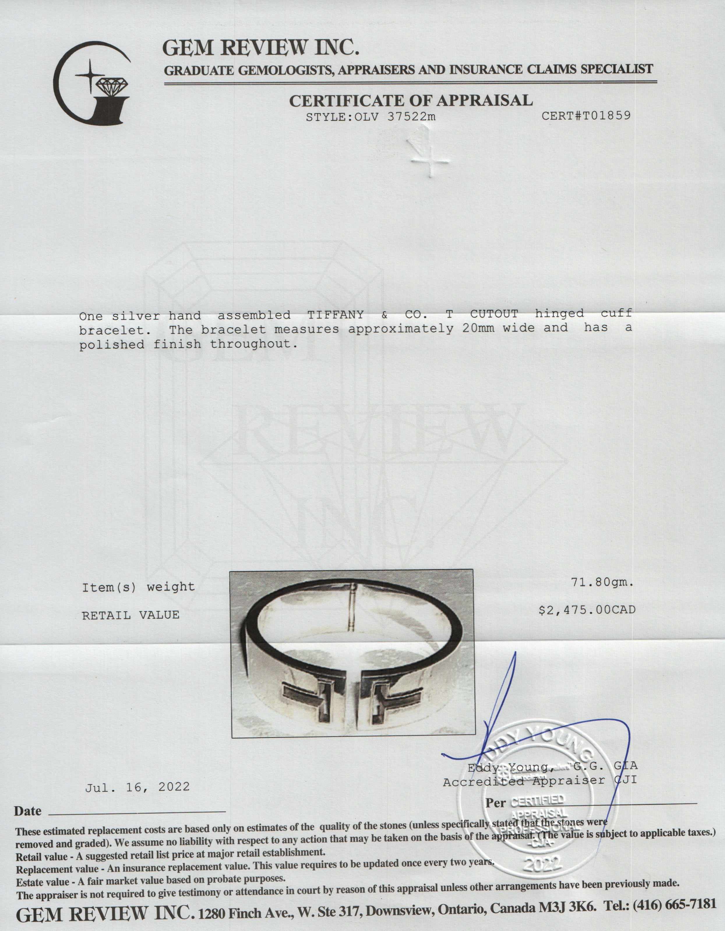 Tiffany & Co. T Cutout Cuff Bracelet