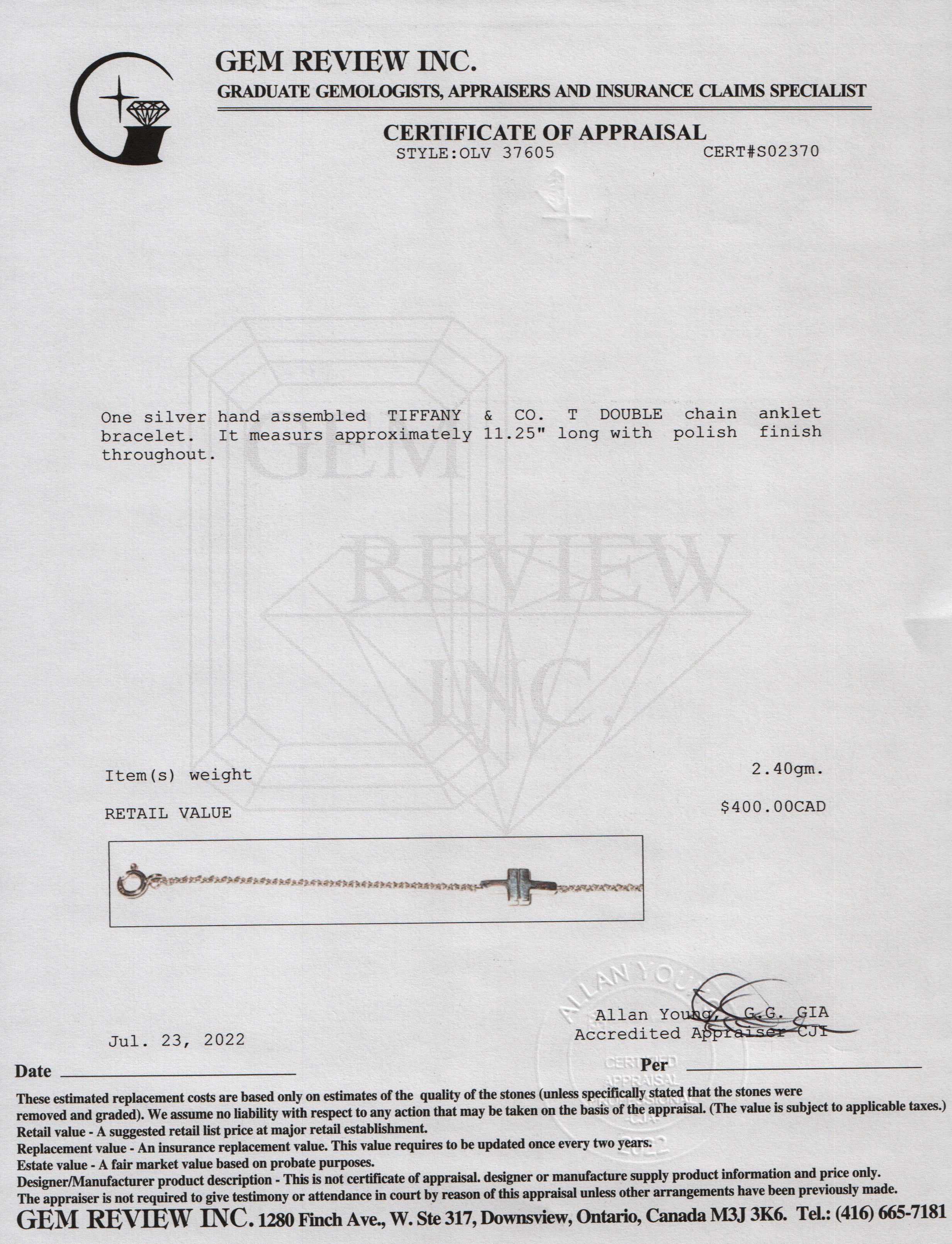 Tiffany & Co. T Double Chain Bracelet