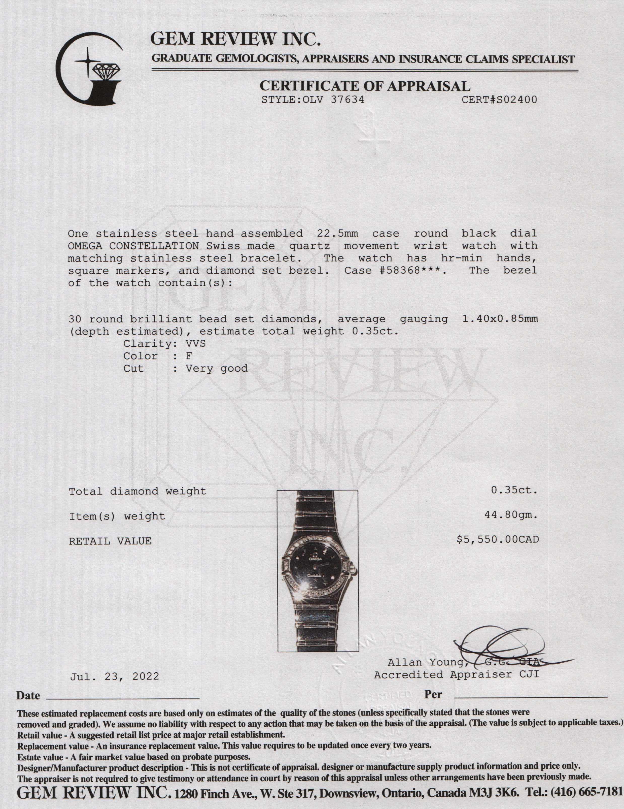 Omega Diamond Constellation Watch