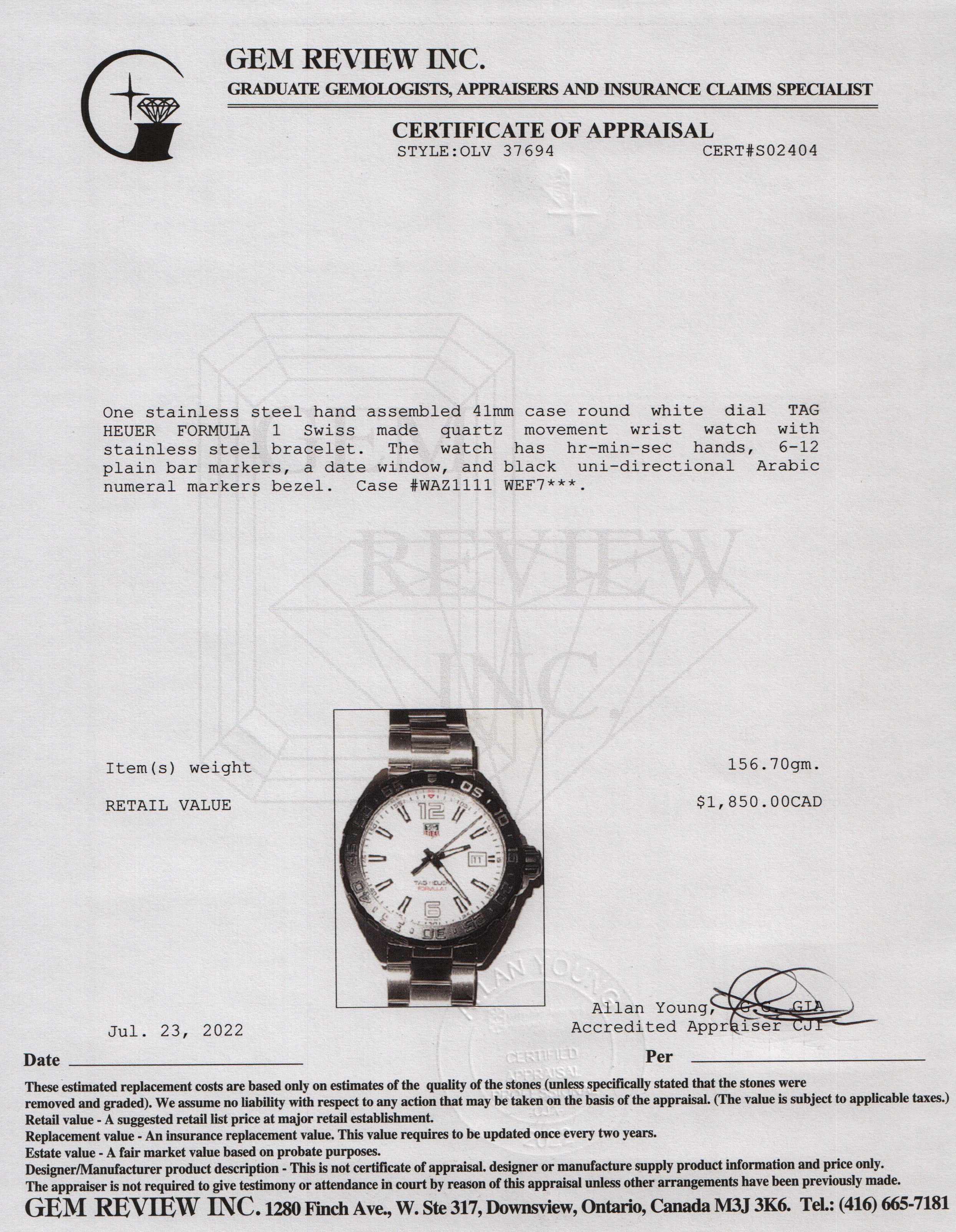 Tag Heuer Formula 1 Watch w/ Box