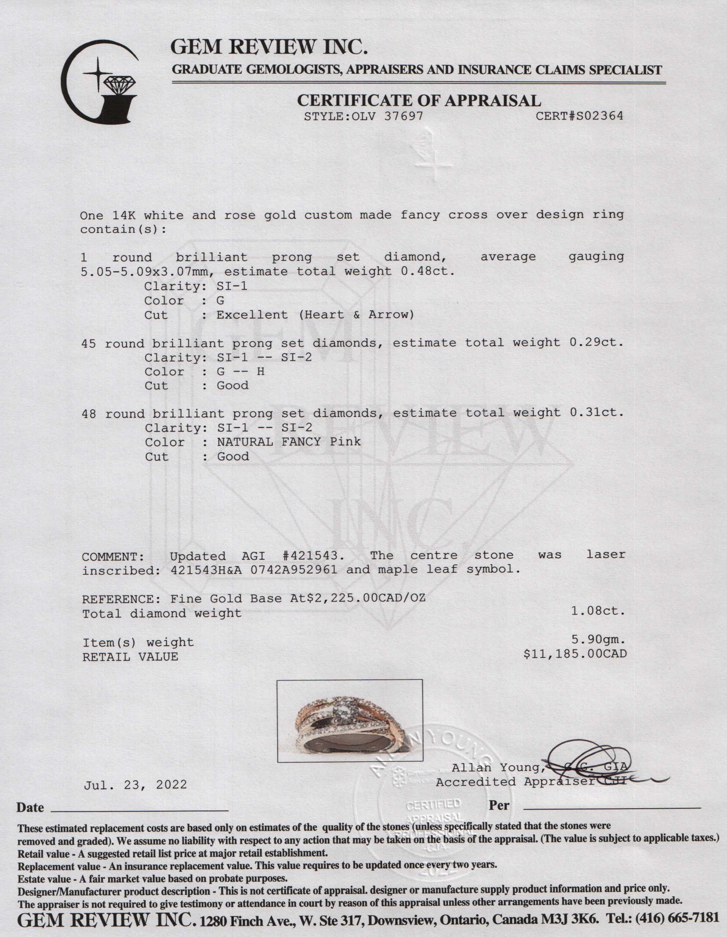 14k White & Rose Gold Diamond Crossover Ring