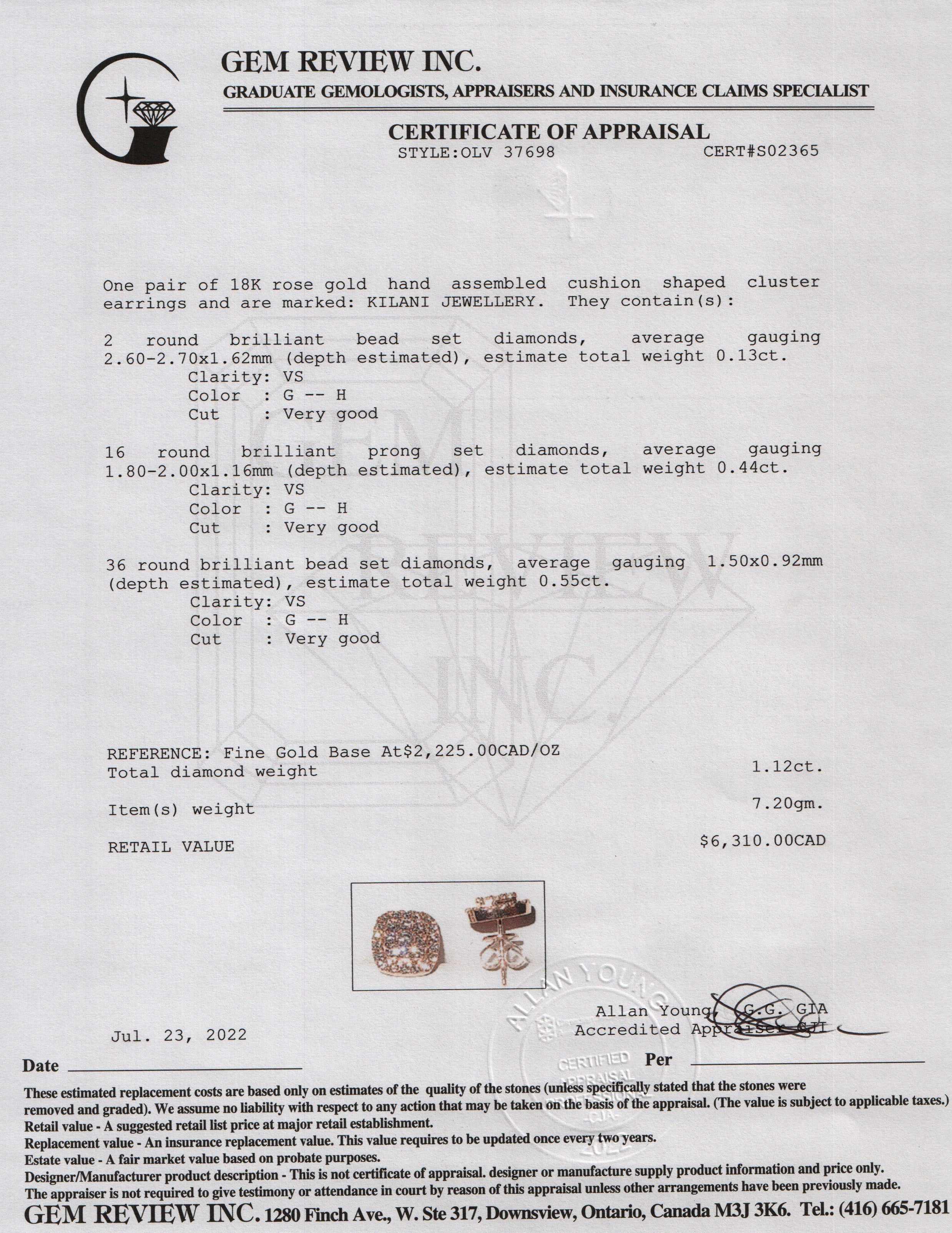 Kilani 18k Rose Gold Diamond Cluster Stud Earrings