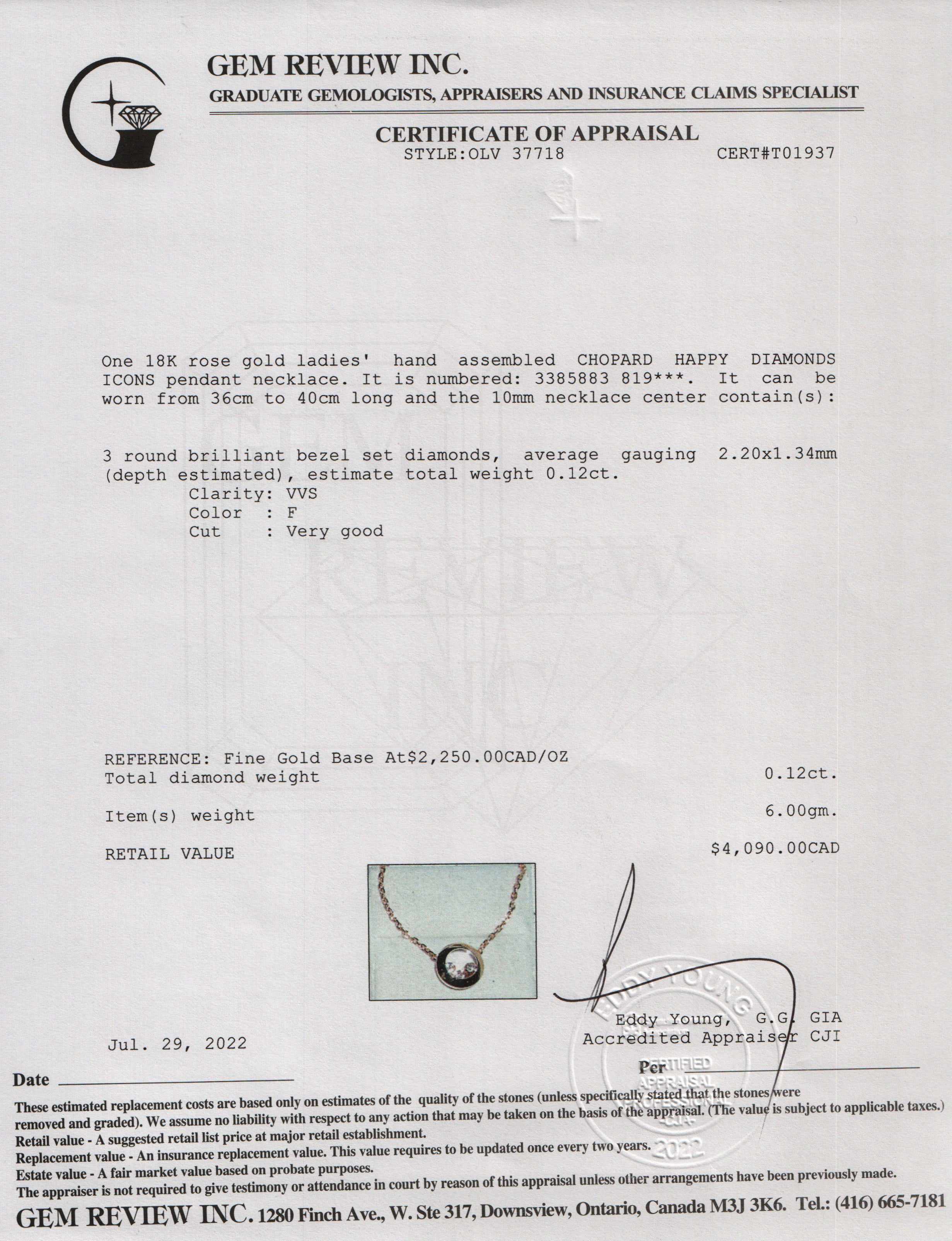 Chopard 18k Rose Gold Happy Diamonds Icons Round Pendant Necklace