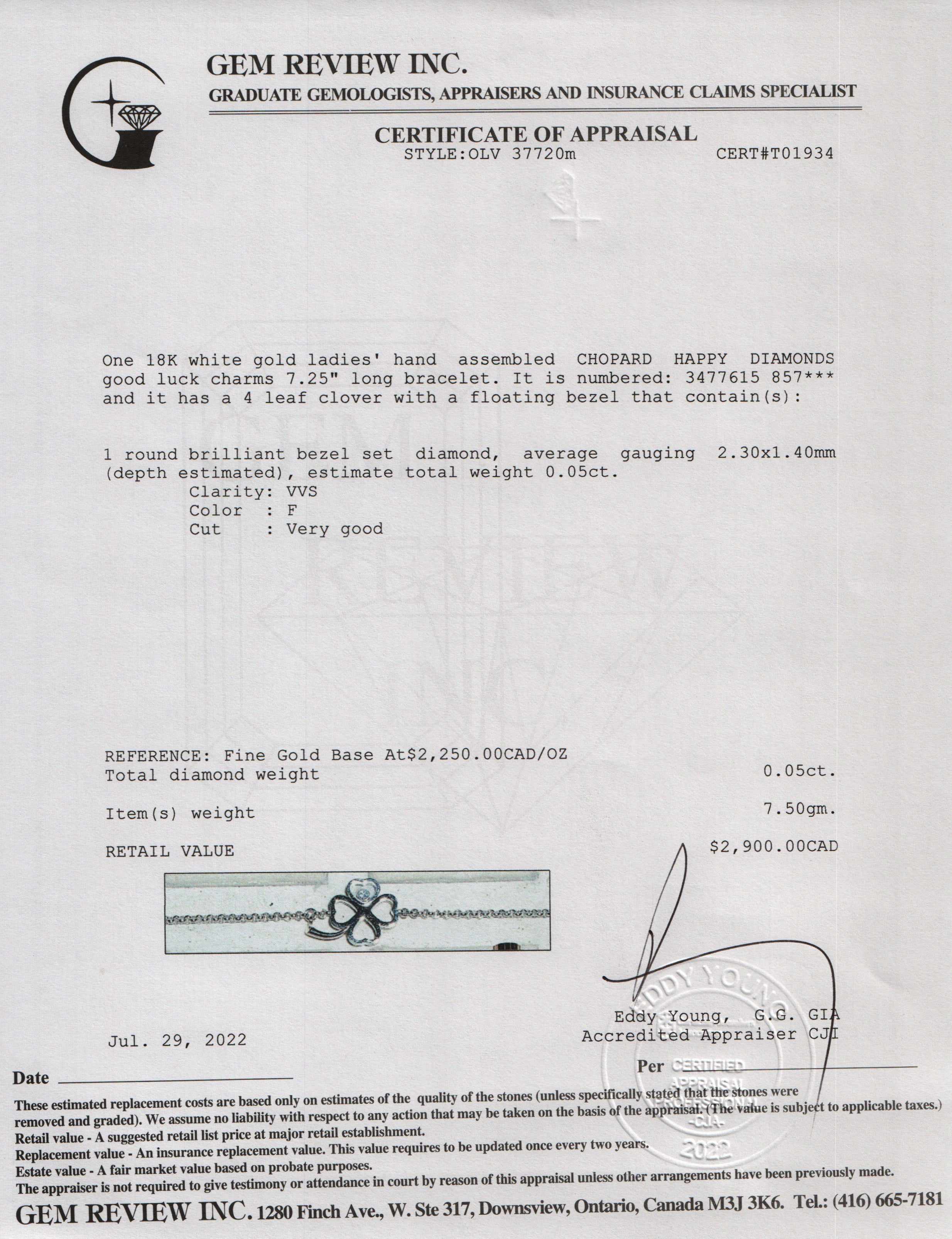 Chopard 18k White Gold Happy Diamonds Good Luck Charms Bracelet