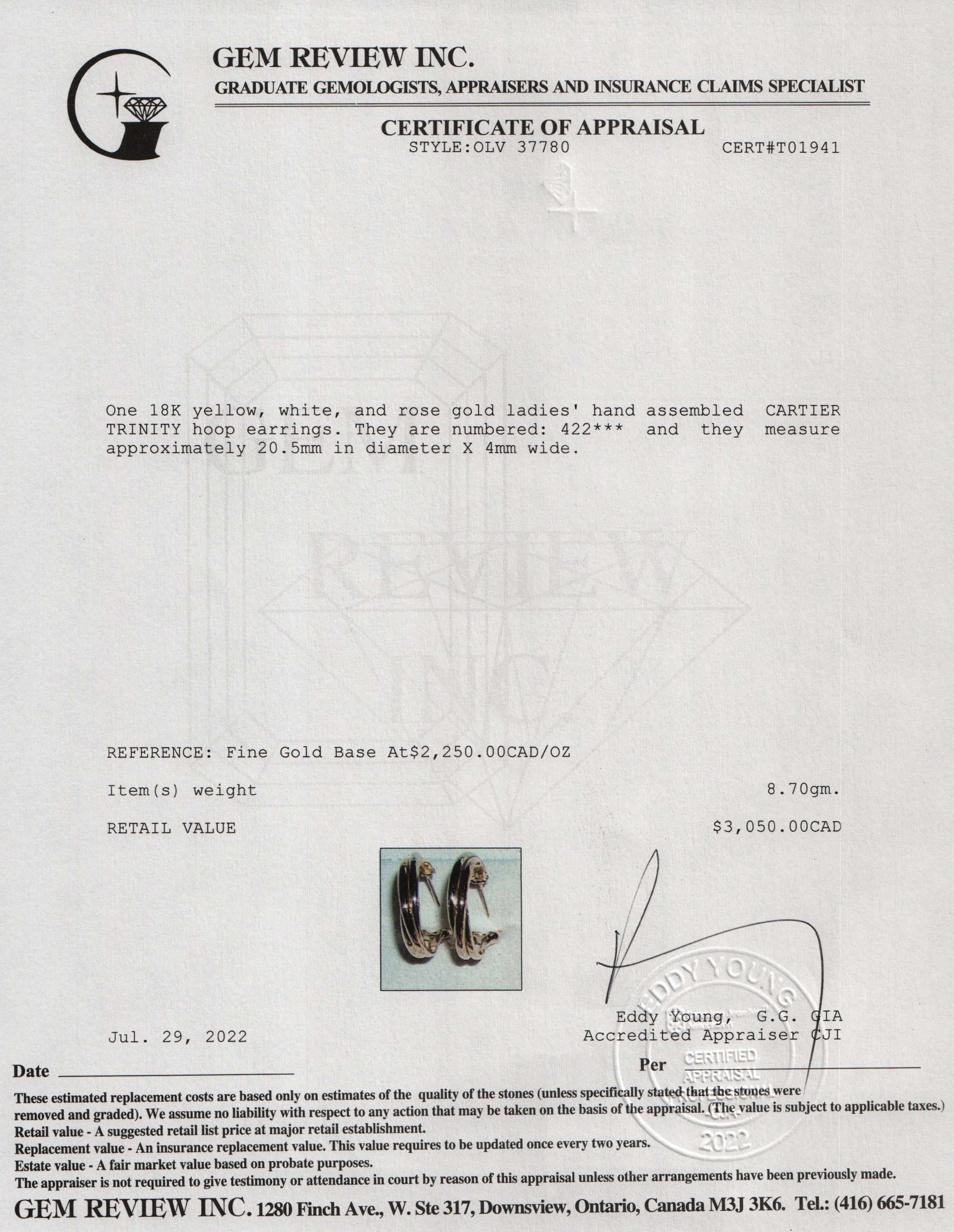 Cartier Vintage Trinity Hoop Earrings