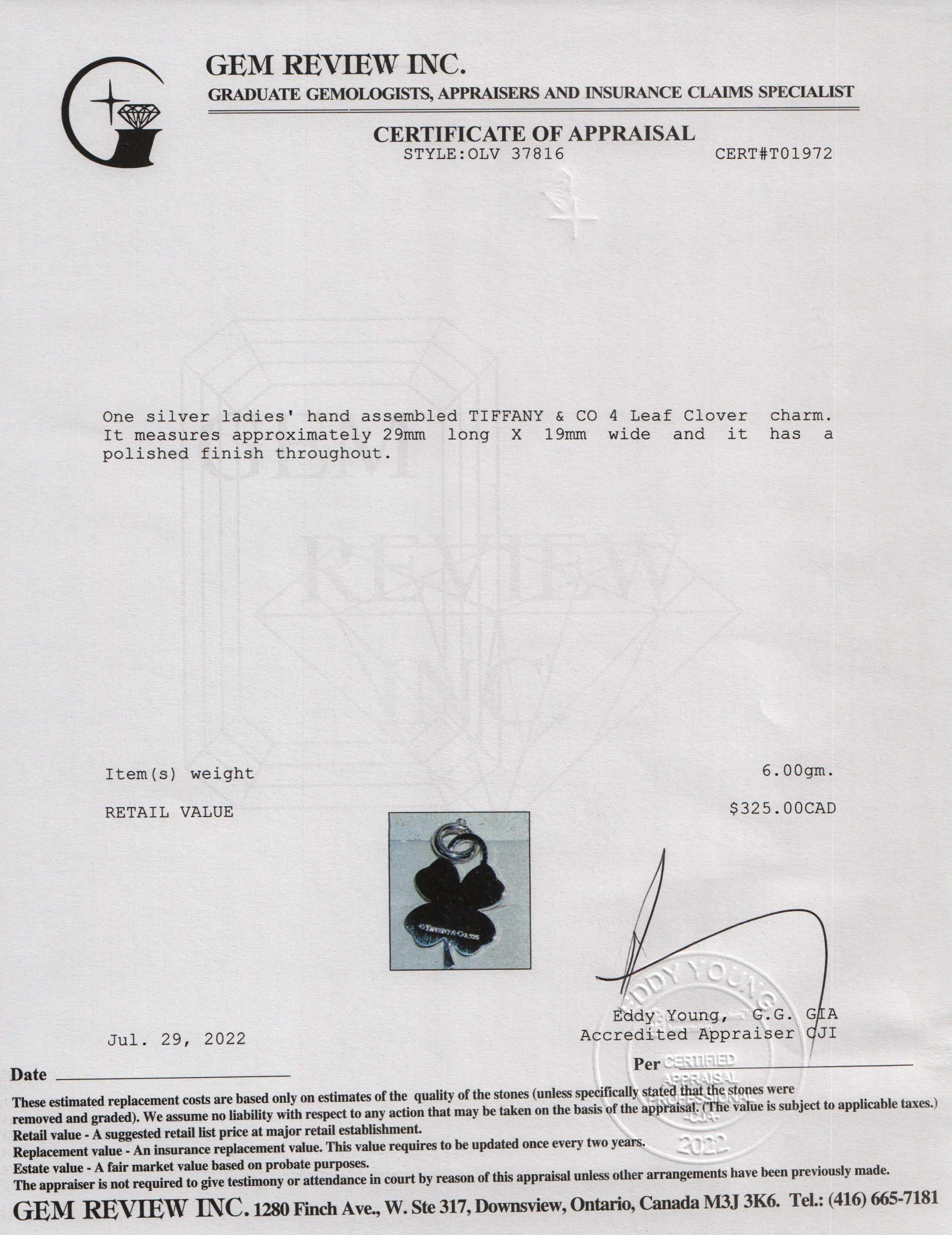 Tiffany & Co. Four Leaf Clover Charm