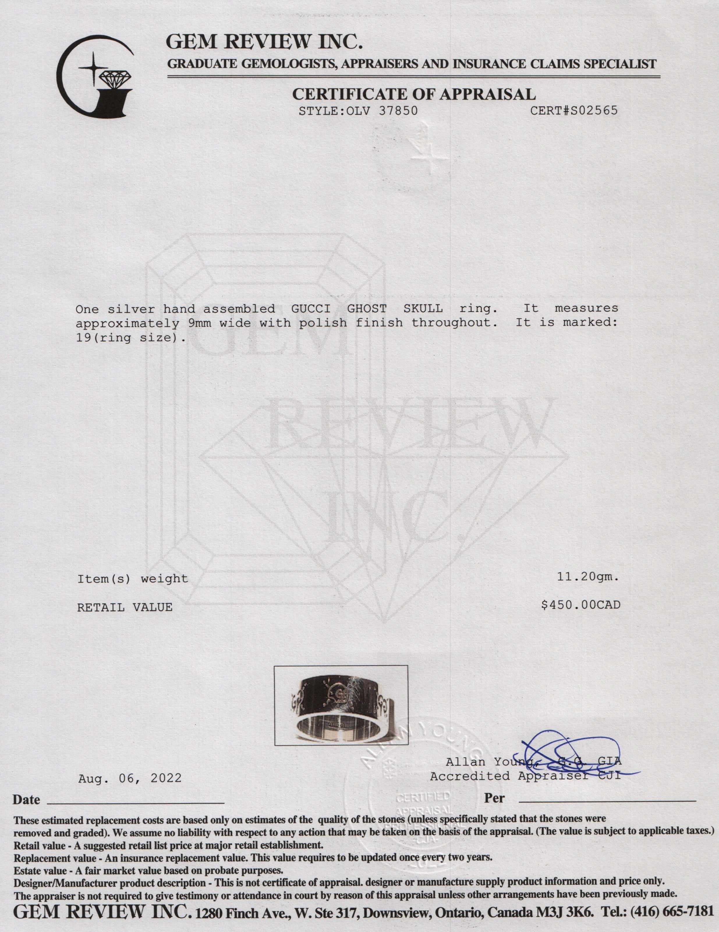 Gucci Ghost Skull Wide Ring