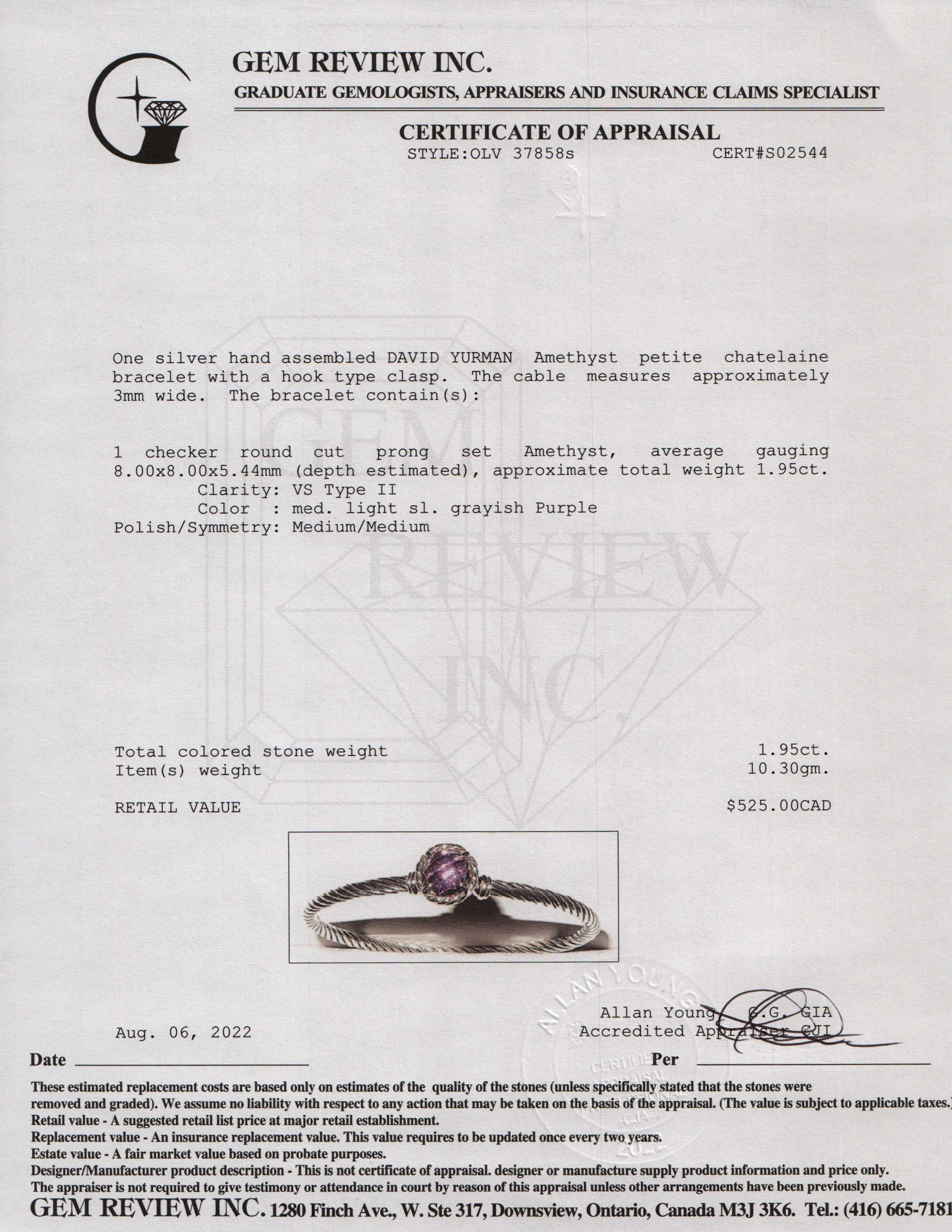 David Yurman Amethyst Petite Chatelaine Bracelet