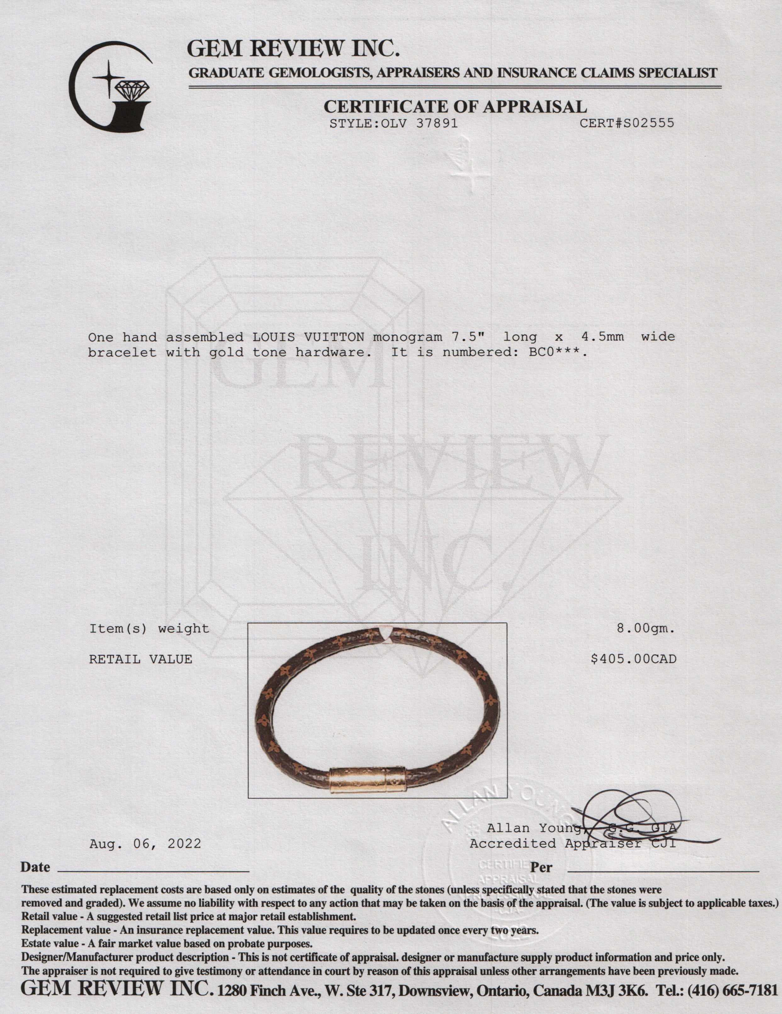 Louis Vuitton Daily Confidential Bracelet w/ Box