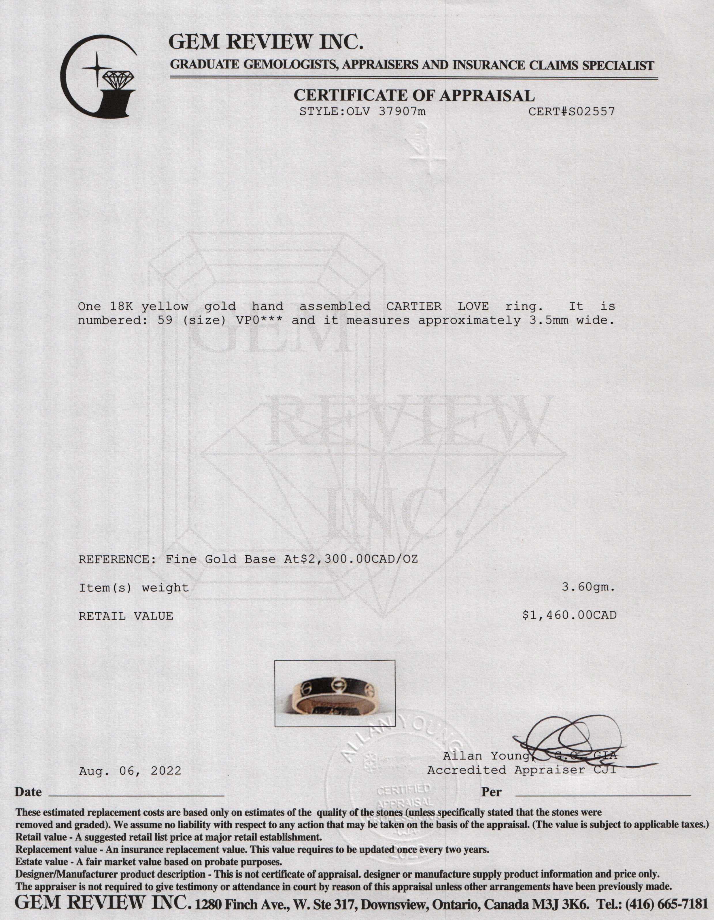 Cartier Love Wedding Band Ring w/ Box