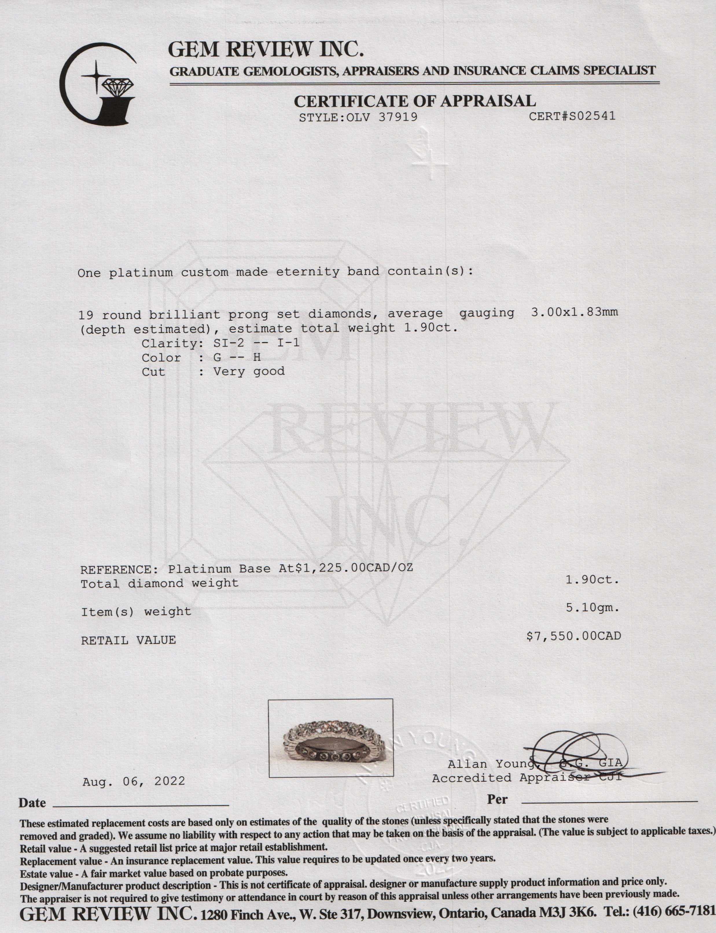 Platinum Diamond Eternity Band Ring