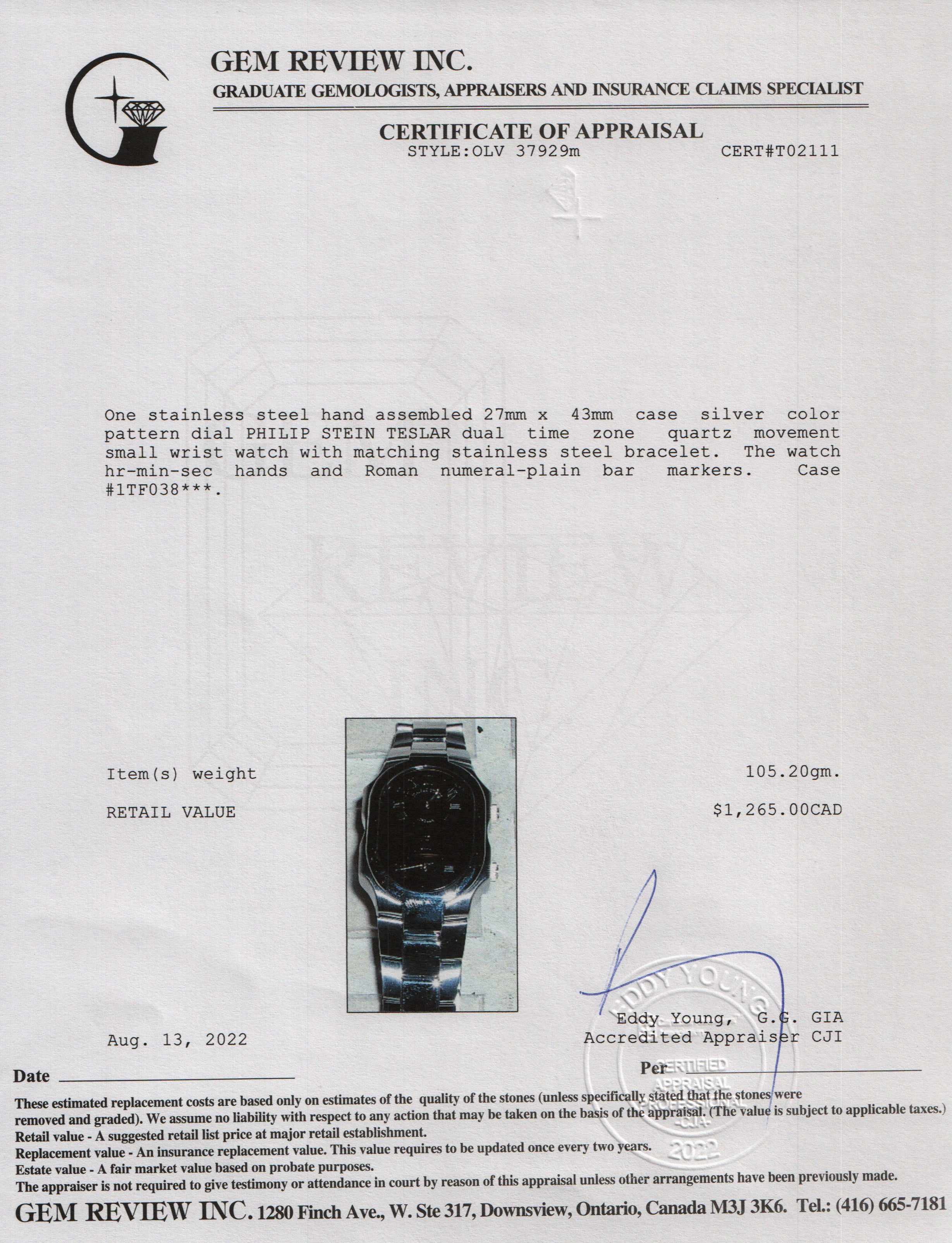 Philip Stein Signature Watch w/ Box