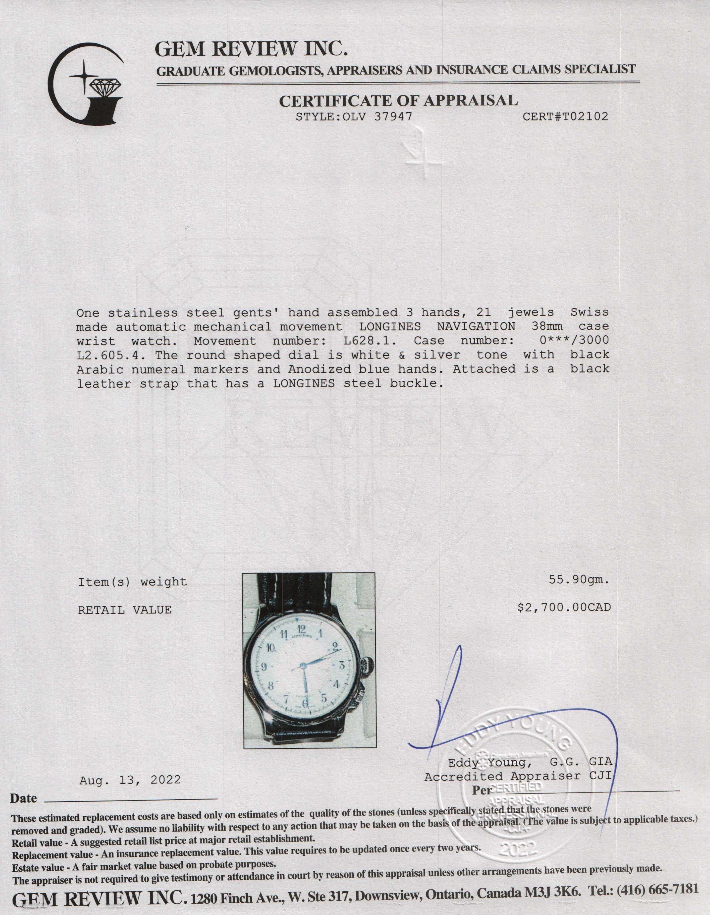 Longines Limited Edition Navigation Automatic Watch