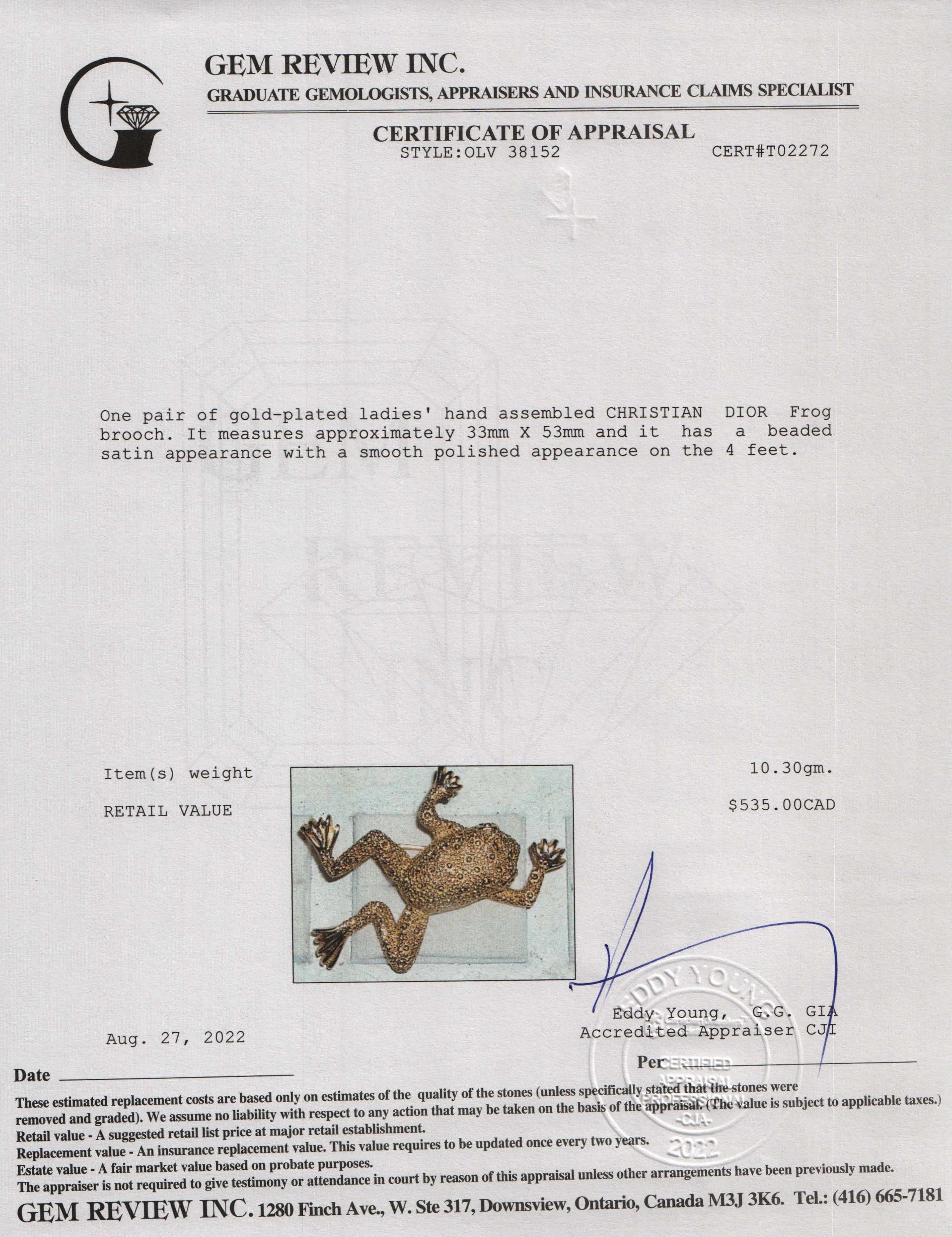 Christian Dior Vintage Frog Brooch