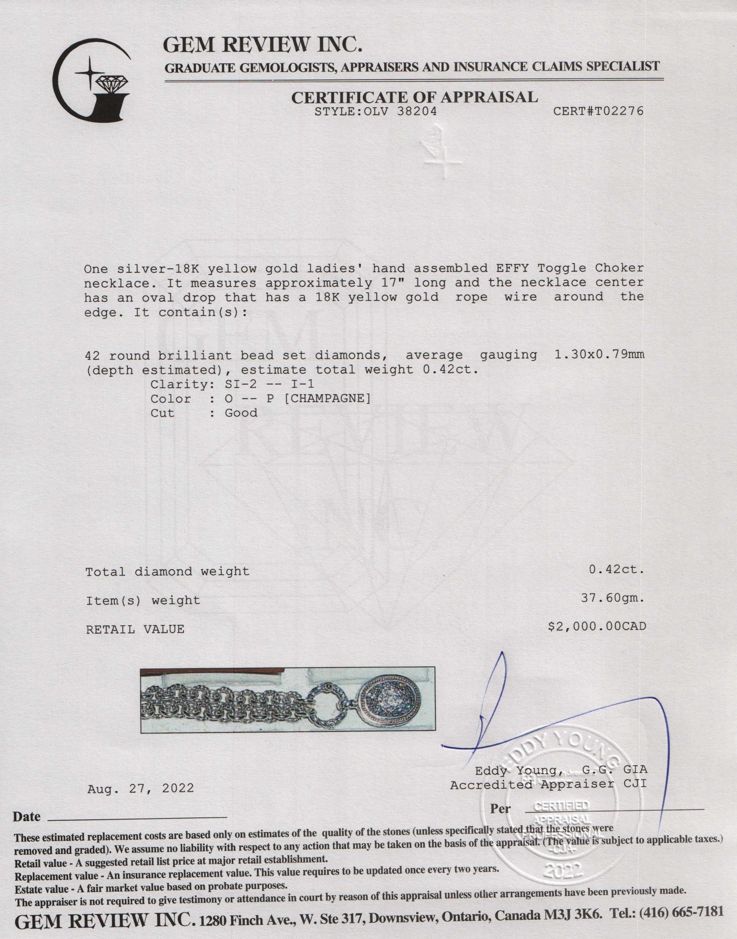 Effy Two-Tone Diamond Pendant Toggle Necklace