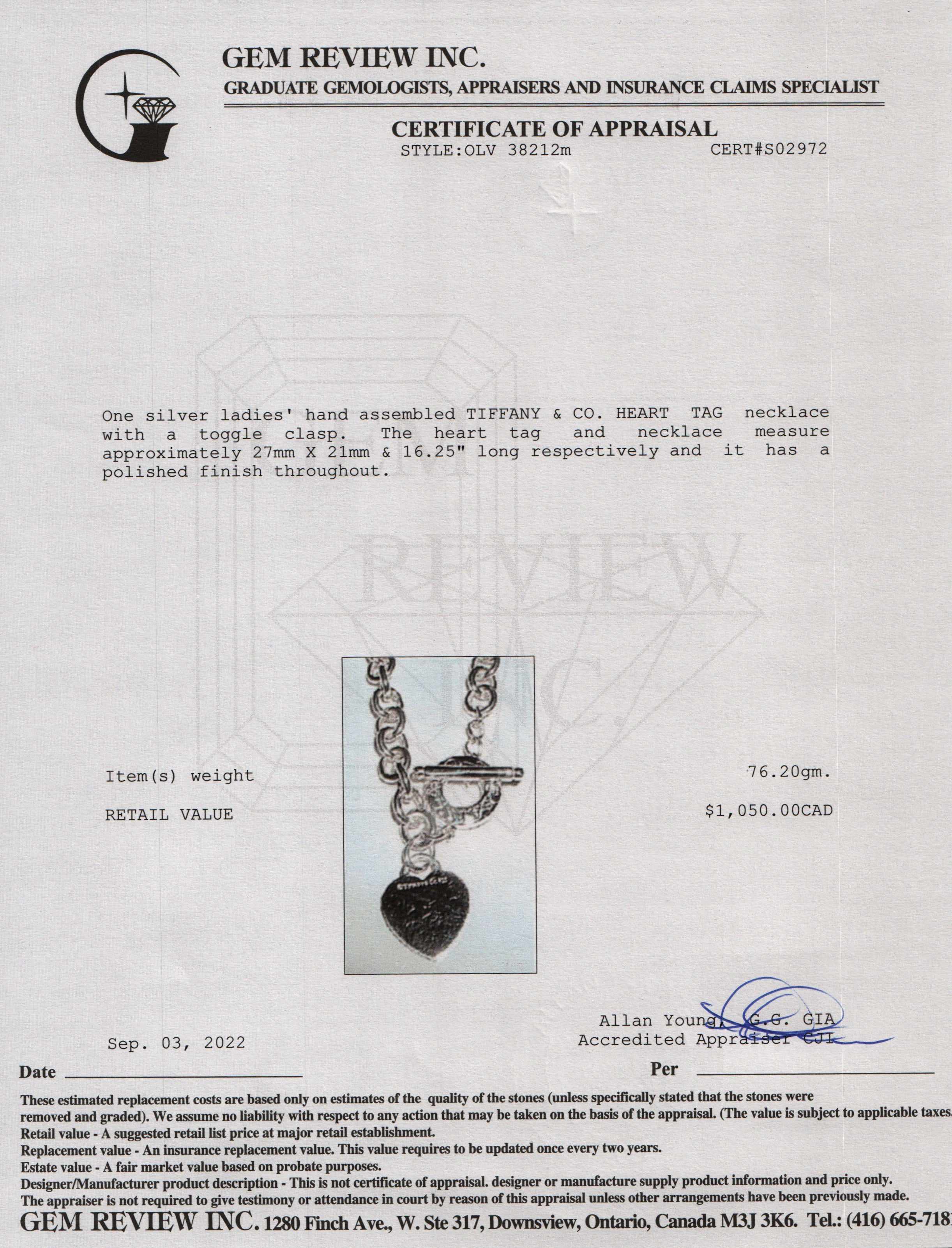 Tiffany & Co. Heart Tag Necklace with Toggle Clasp