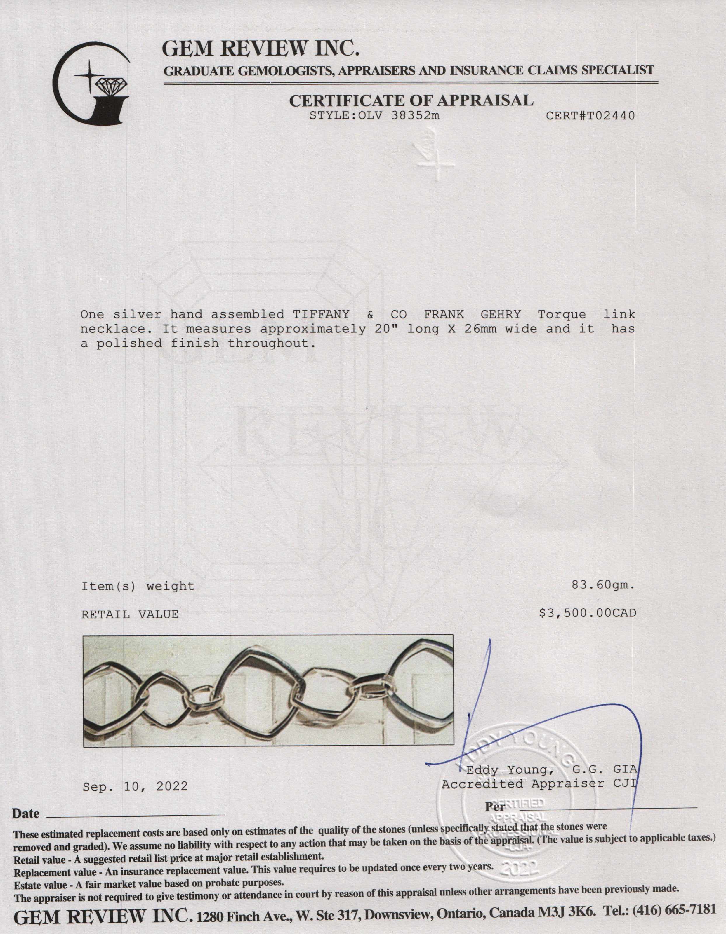 Tiffany & Co. Frank Gehry Torque Link Necklace