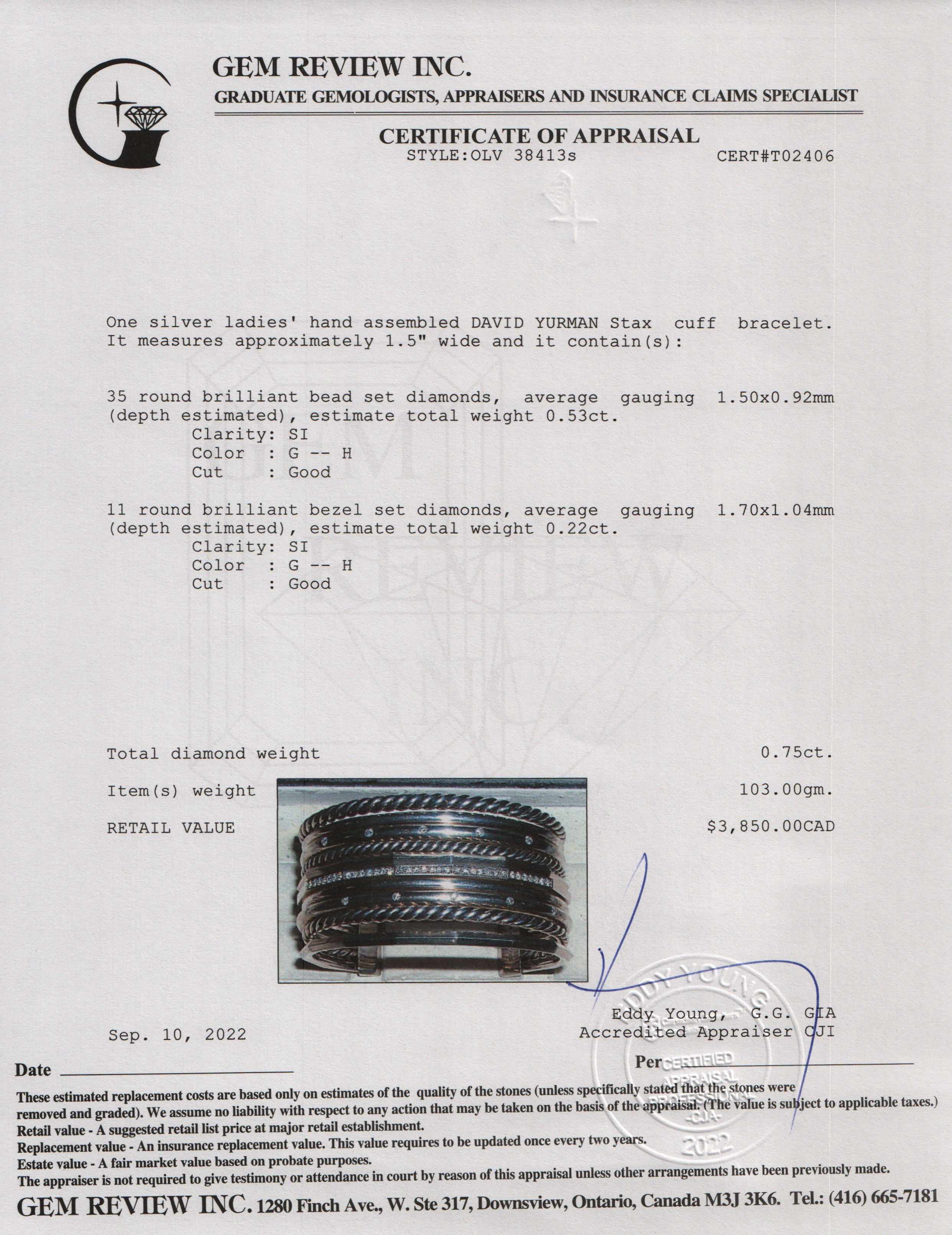 David Yurman Stax Cuff Bracelet with Pave Diamonds