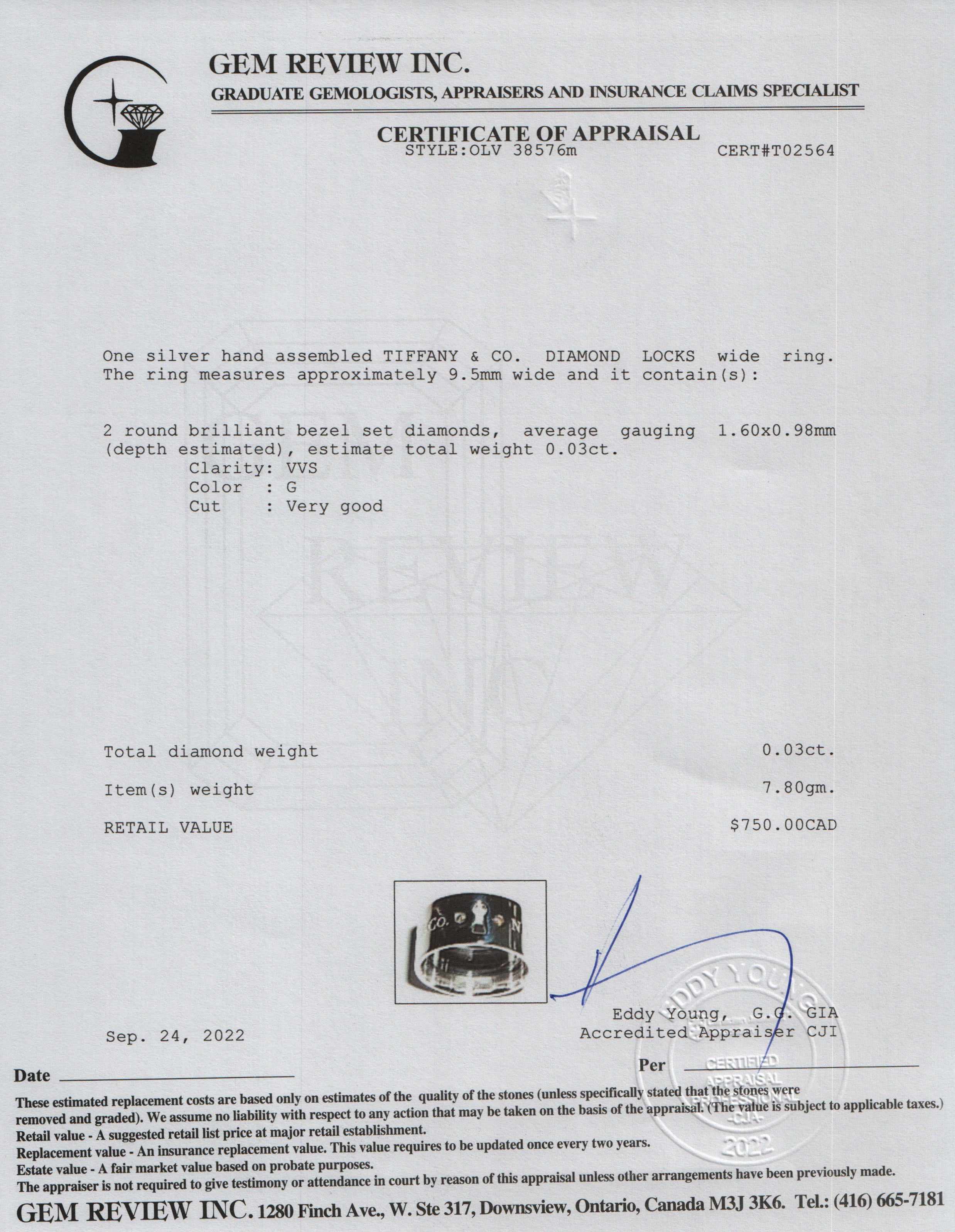 Tiffany & Co. Diamond Locks Wide Ring