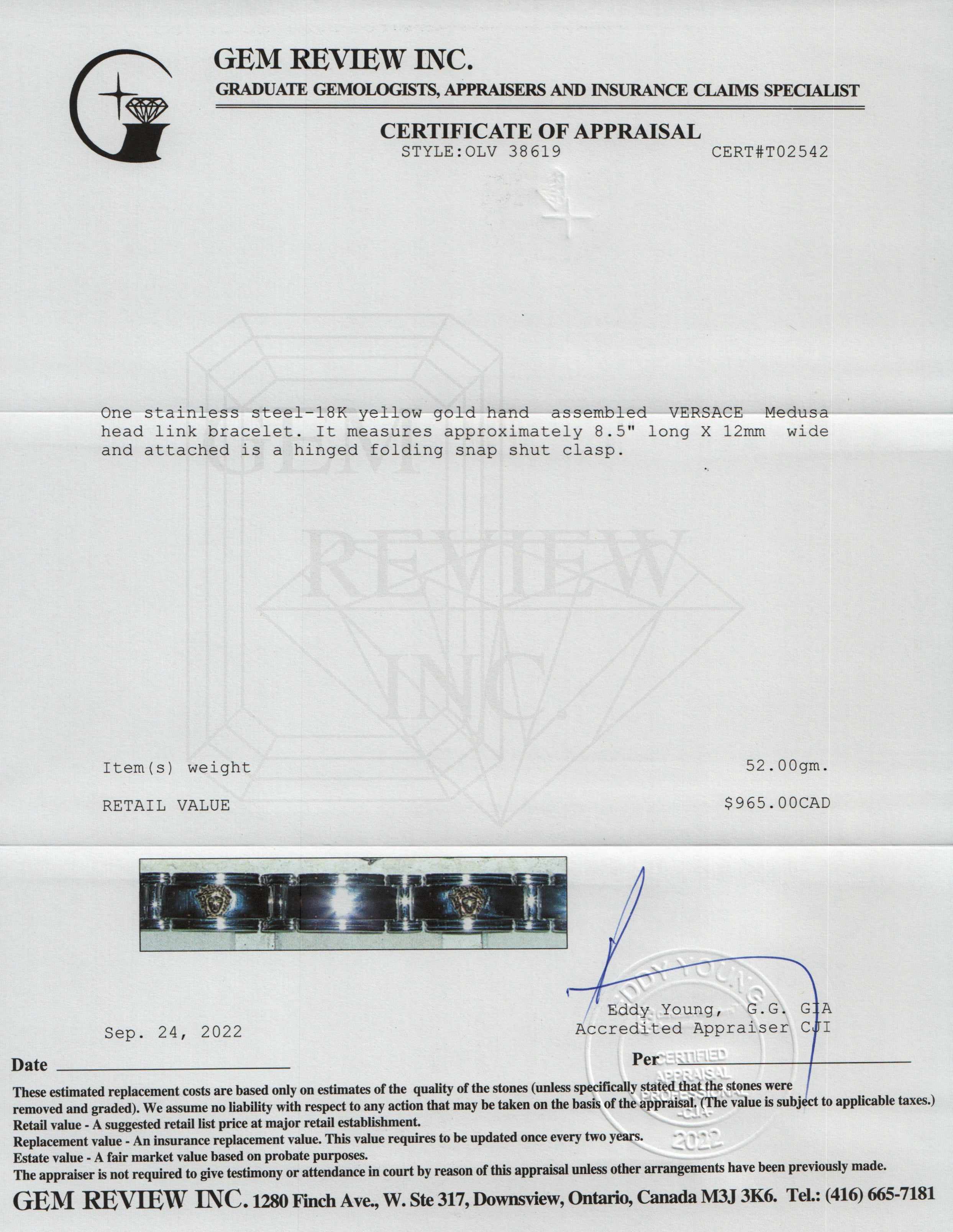 Versace Stainless Steel & 18k Gold Medusa Head Link Bracelet