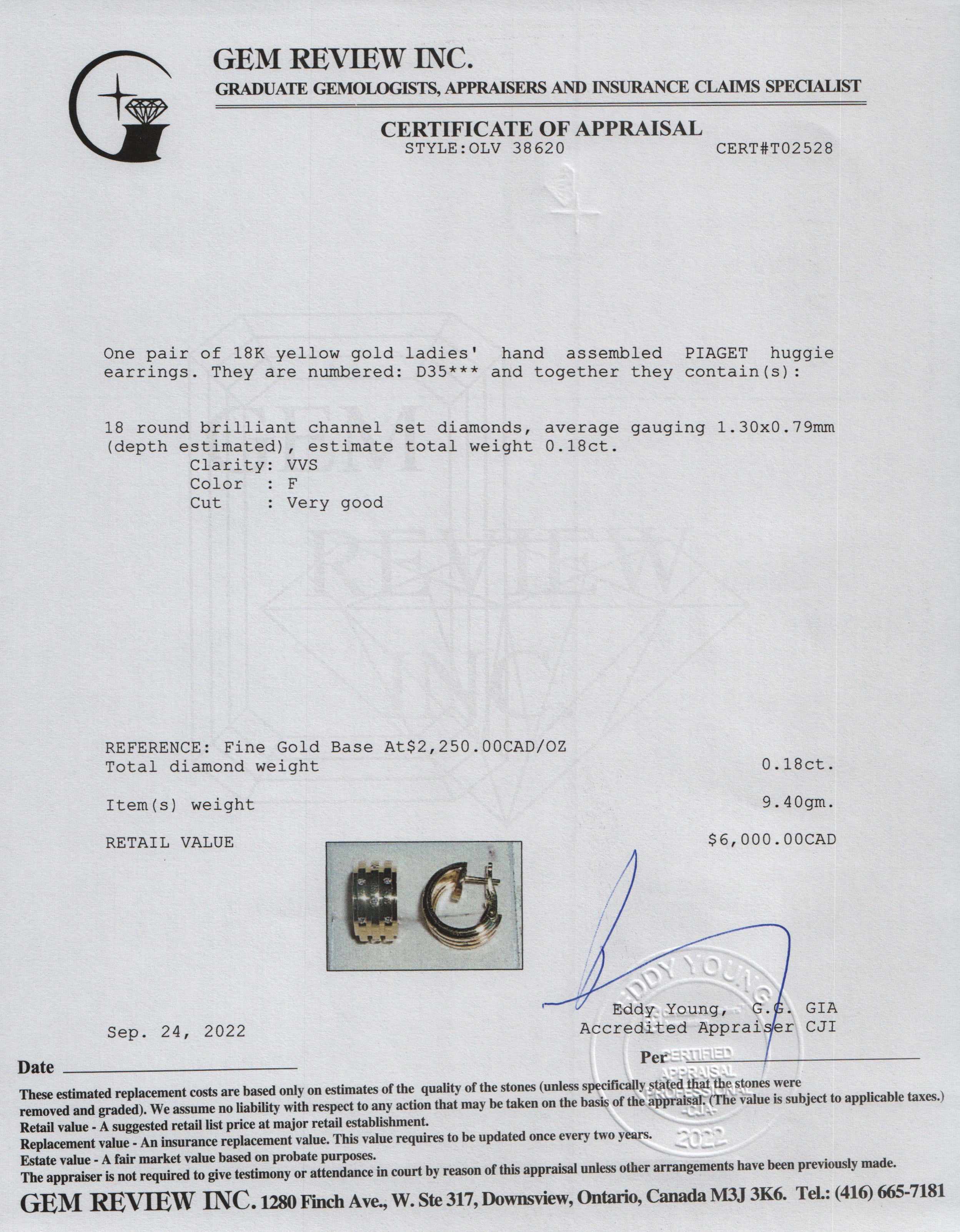 Piaget 18k Gold Possession Diamond Hoop Earrings