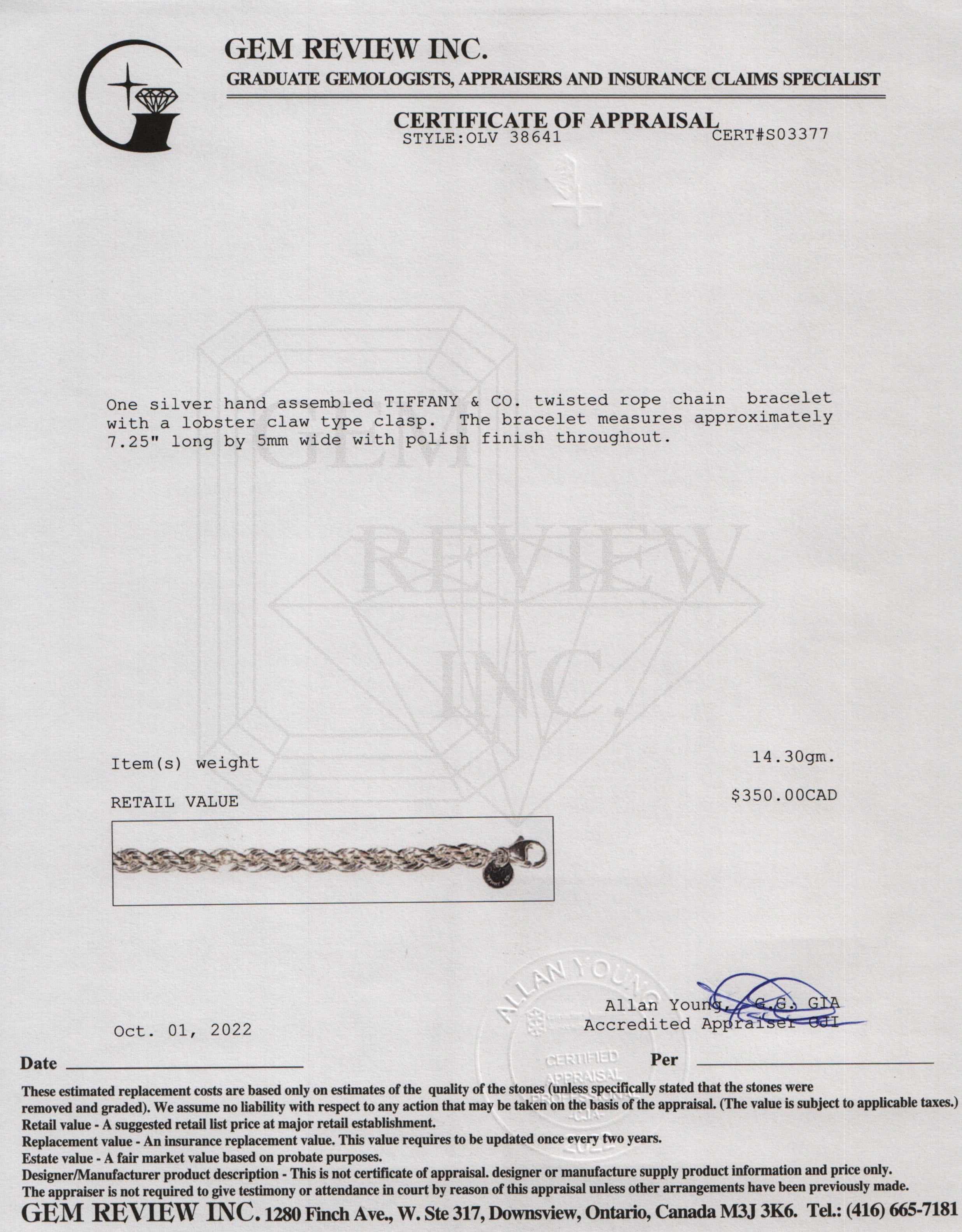 Tiffany & Co. Twist Rope Chain Bracelet