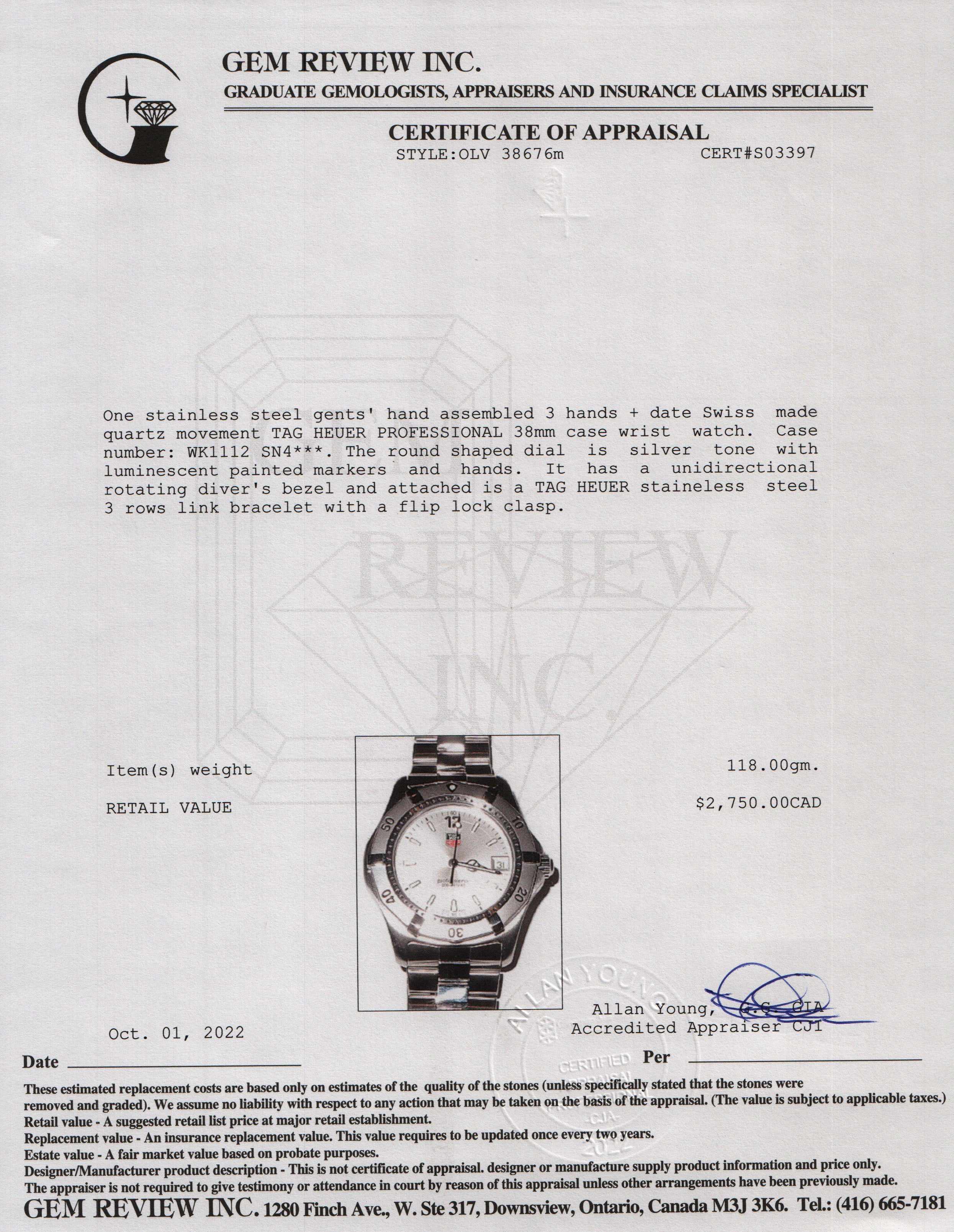 Tag Heuer Professional Watch