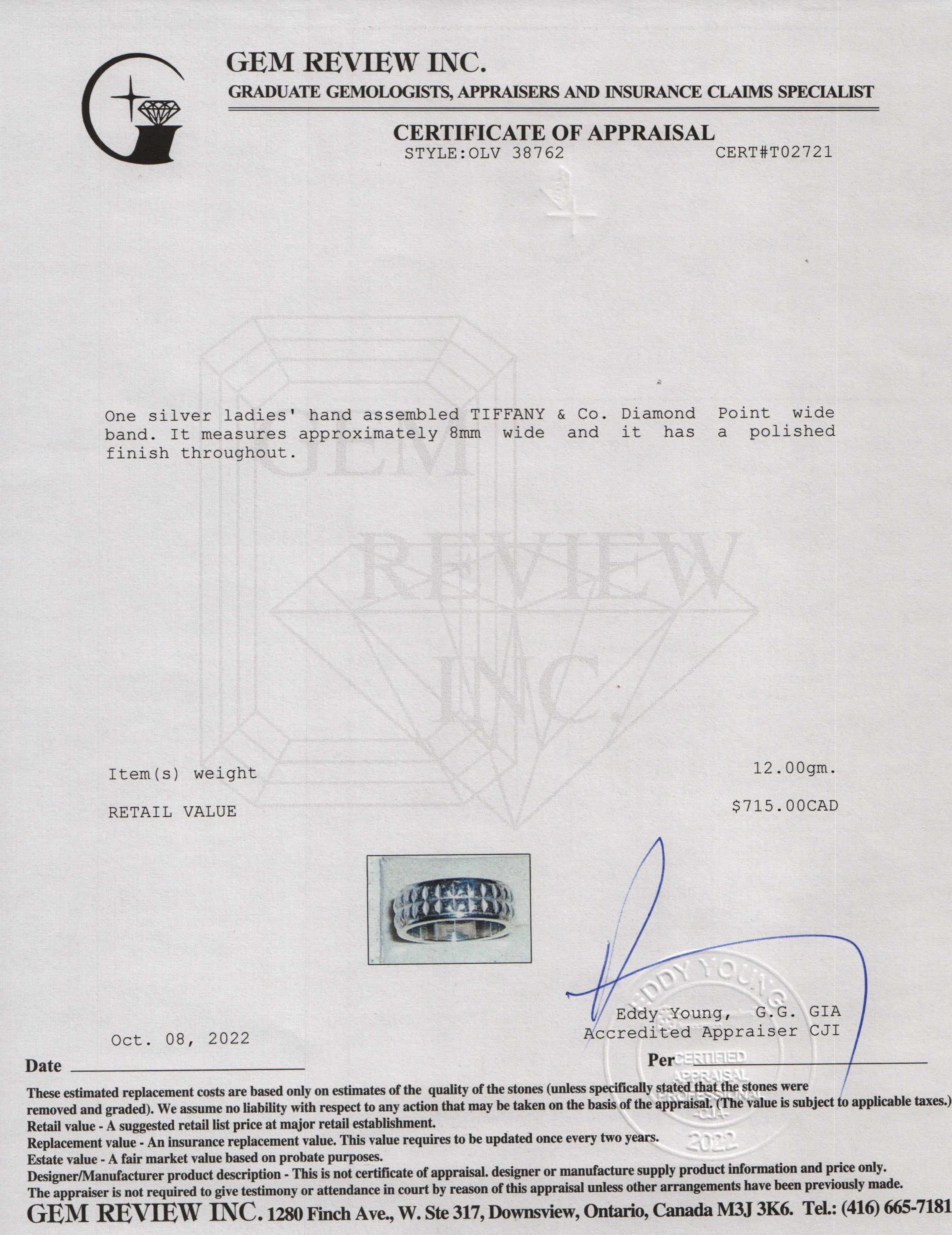 Tiffany & Co. Diamond Point Wide Band Ring