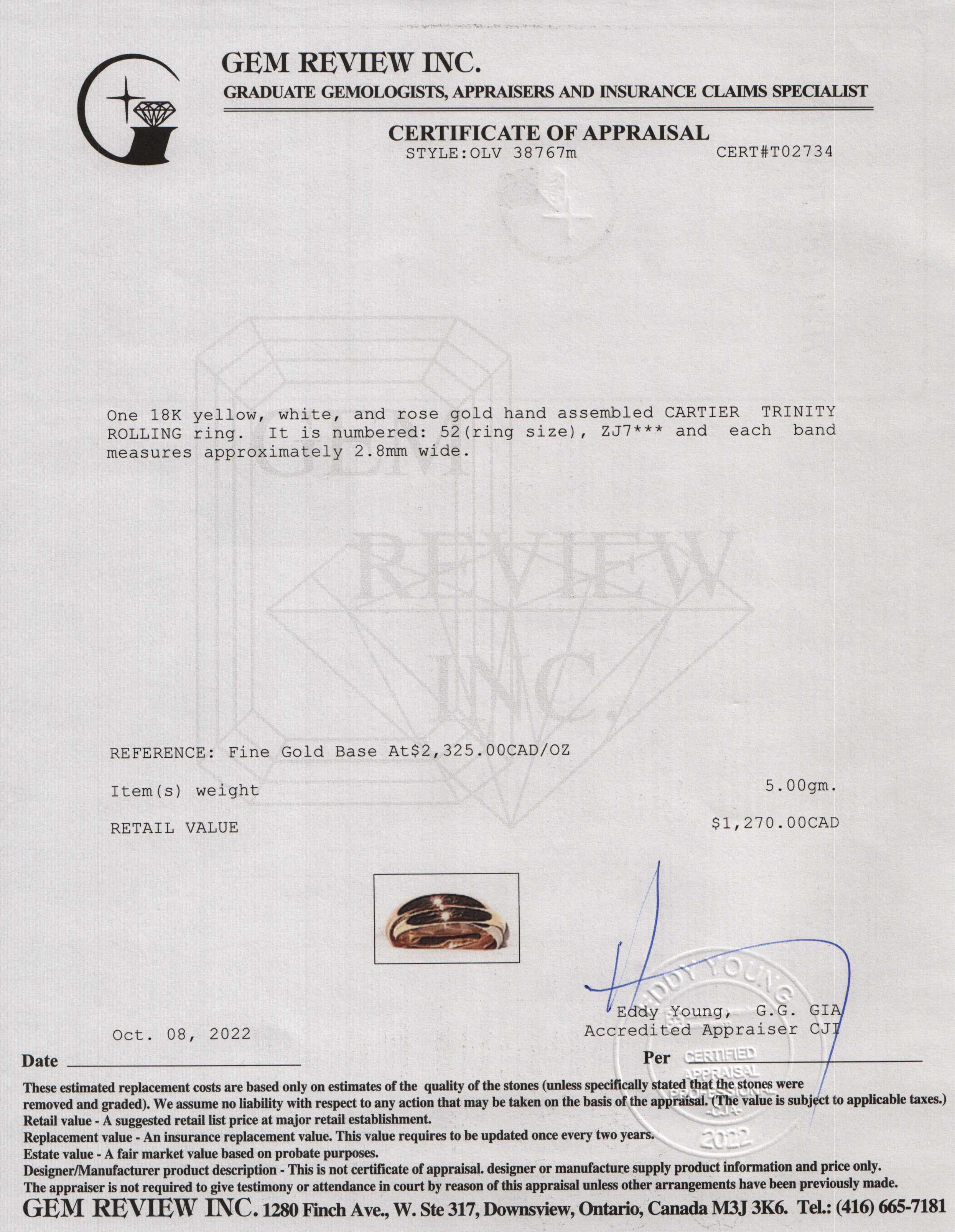 Cartier Trinity Rolling Ring, Small Model