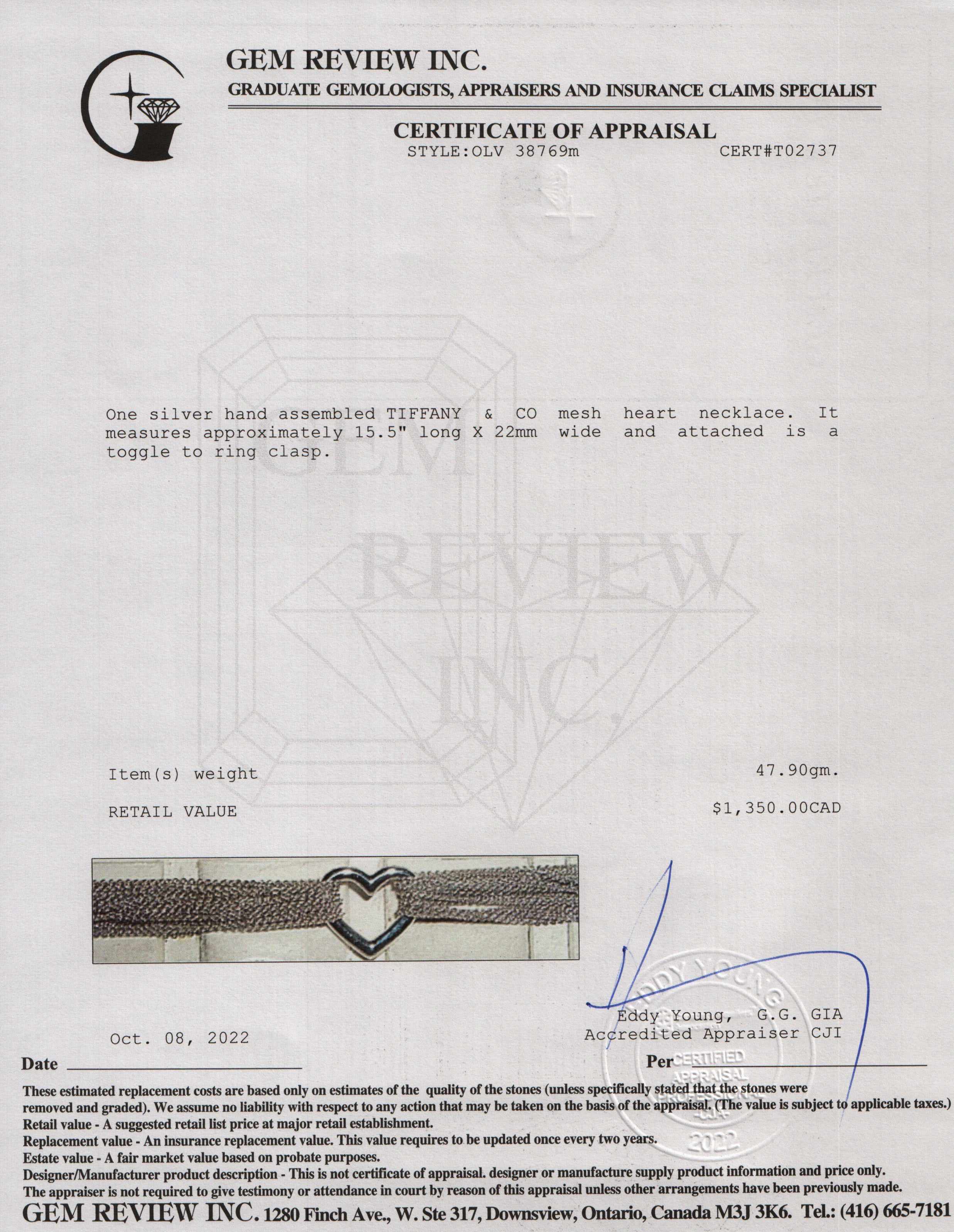 Tiffany & Co. Mesh Heart Necklace