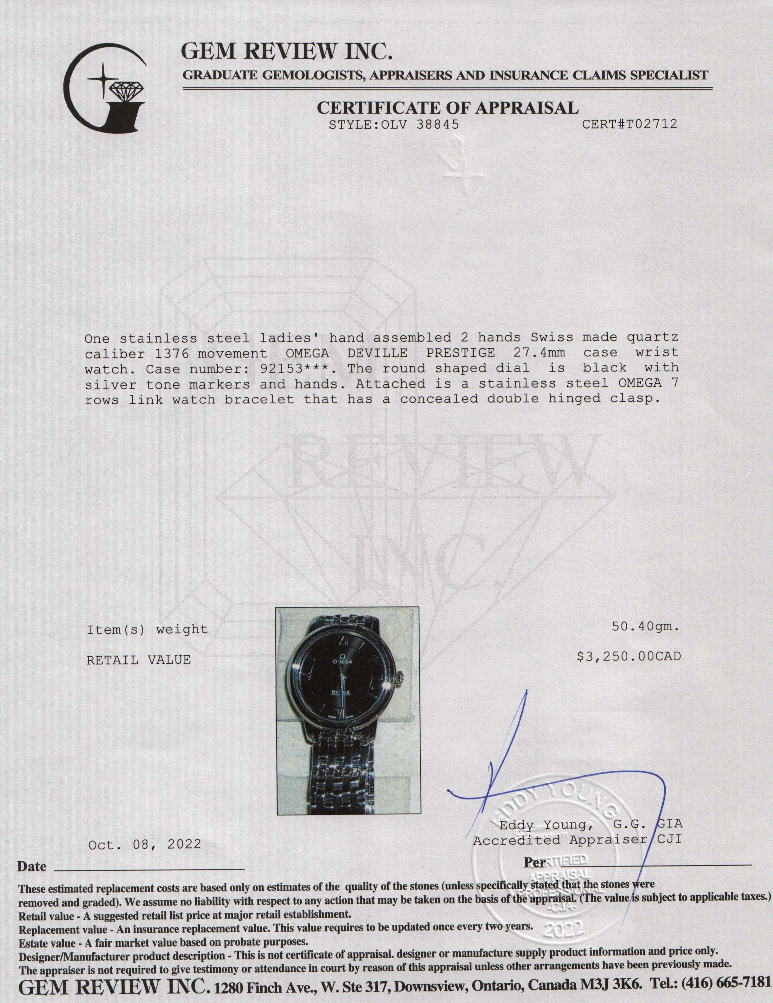 Omega De Ville Prestige Watch