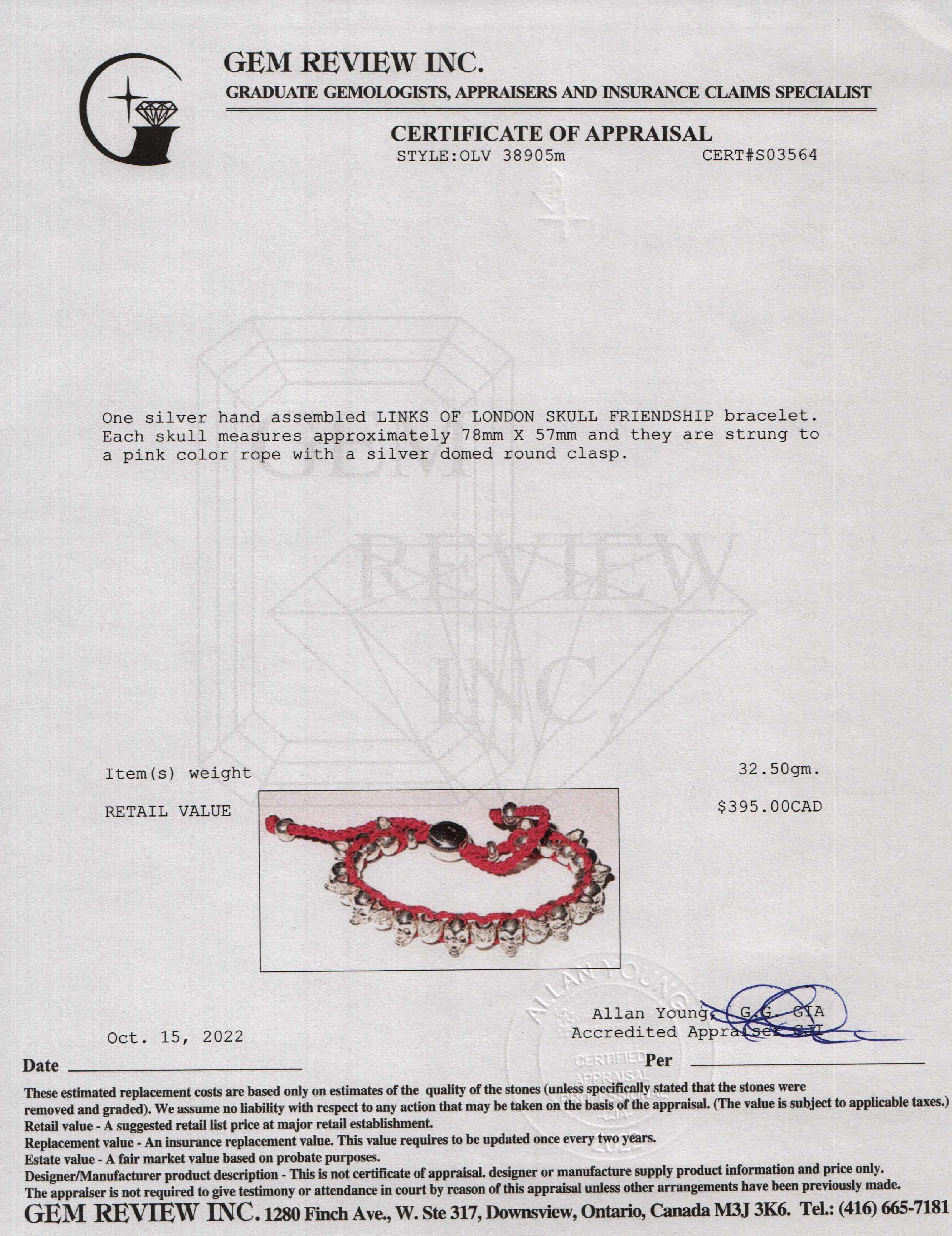 Links of London Skull Friendship Bracelet